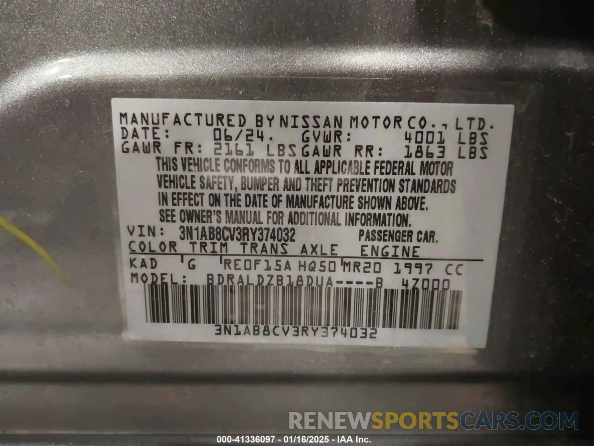 9 Photograph of a damaged car 3N1AB8CV3RY374032 NISSAN SENTRA 2024