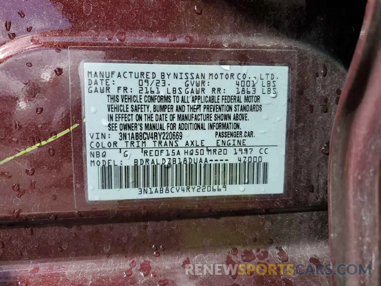 12 Фотография поврежденного автомобиля 3N1AB8CV4RY220669 NISSAN SENTRA 2024