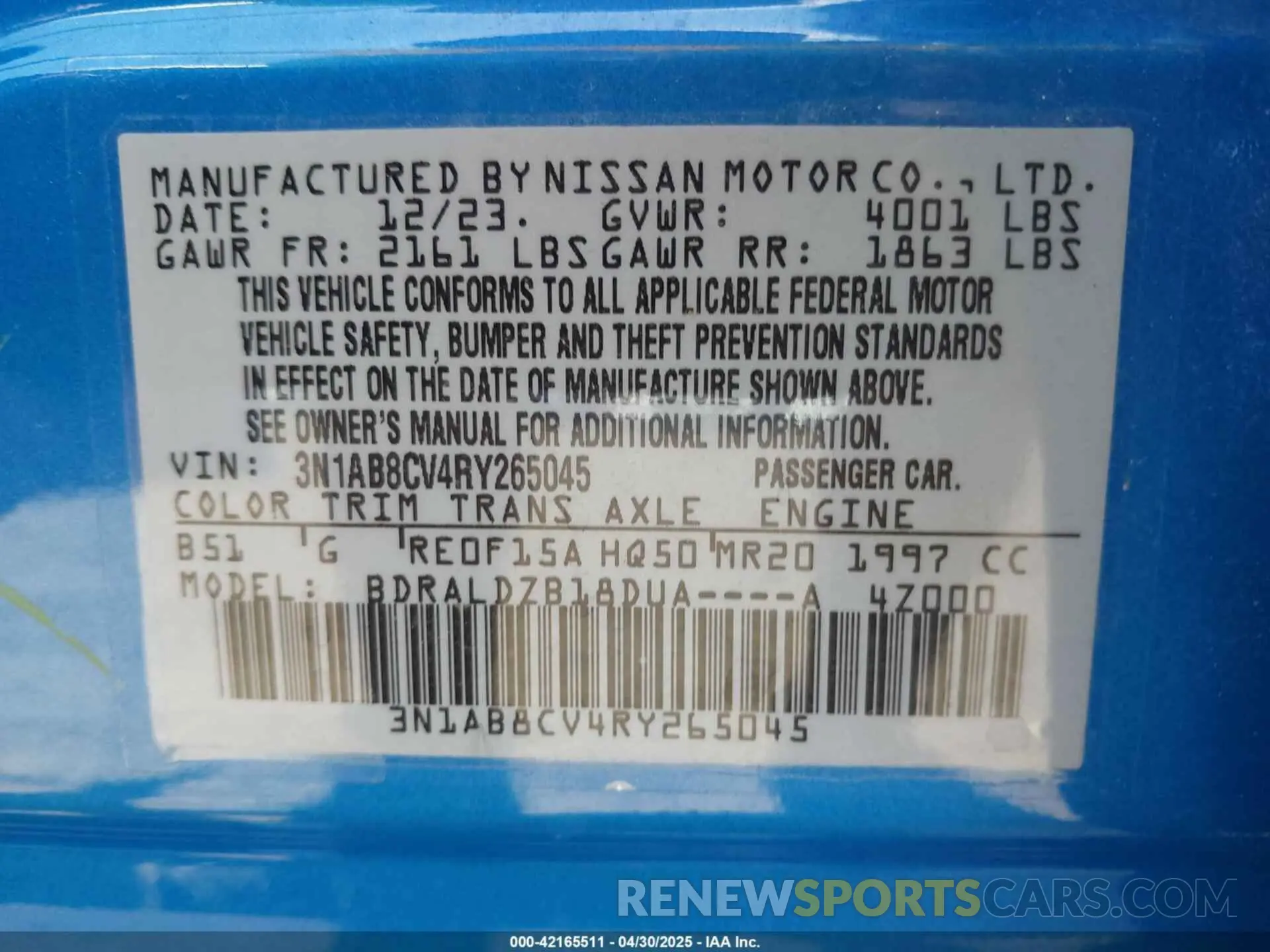 9 Фотография поврежденного автомобиля 3N1AB8CV4RY265045 NISSAN SENTRA 2024
