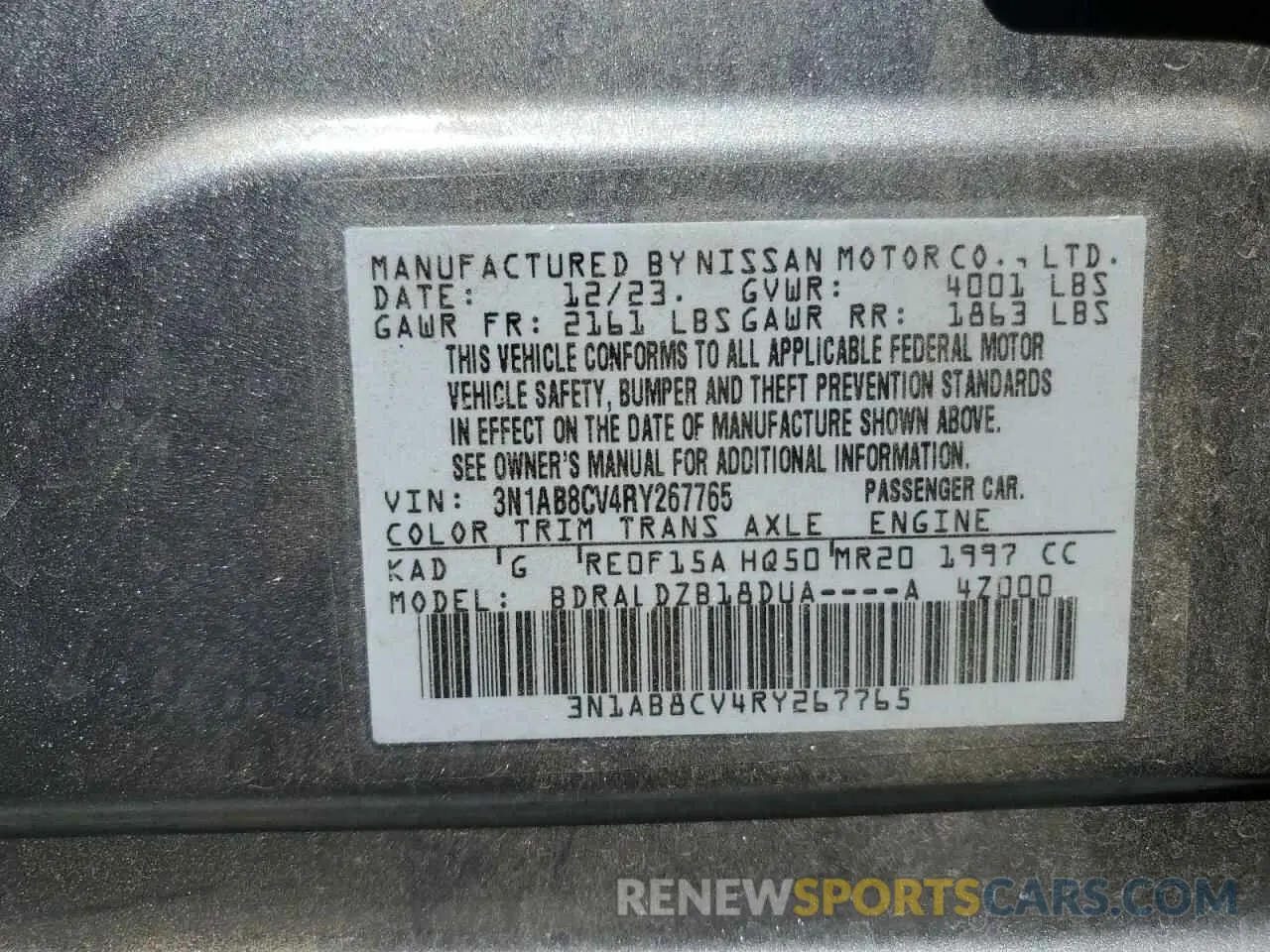 12 Фотография поврежденного автомобиля 3N1AB8CV4RY267765 NISSAN SENTRA 2024