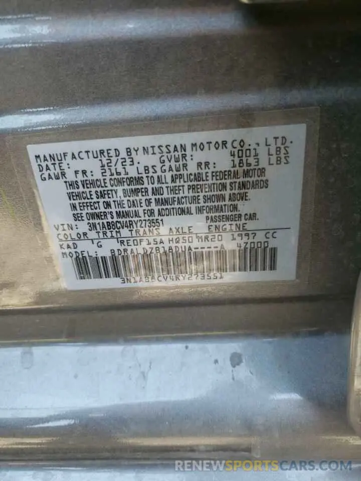 13 Photograph of a damaged car 3N1AB8CV4RY273551 NISSAN SENTRA 2024
