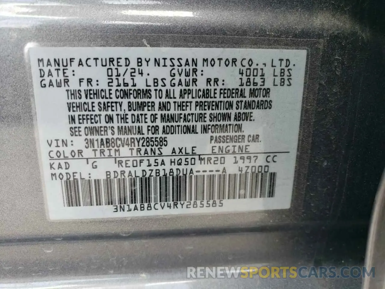 12 Photograph of a damaged car 3N1AB8CV4RY285585 NISSAN SENTRA 2024