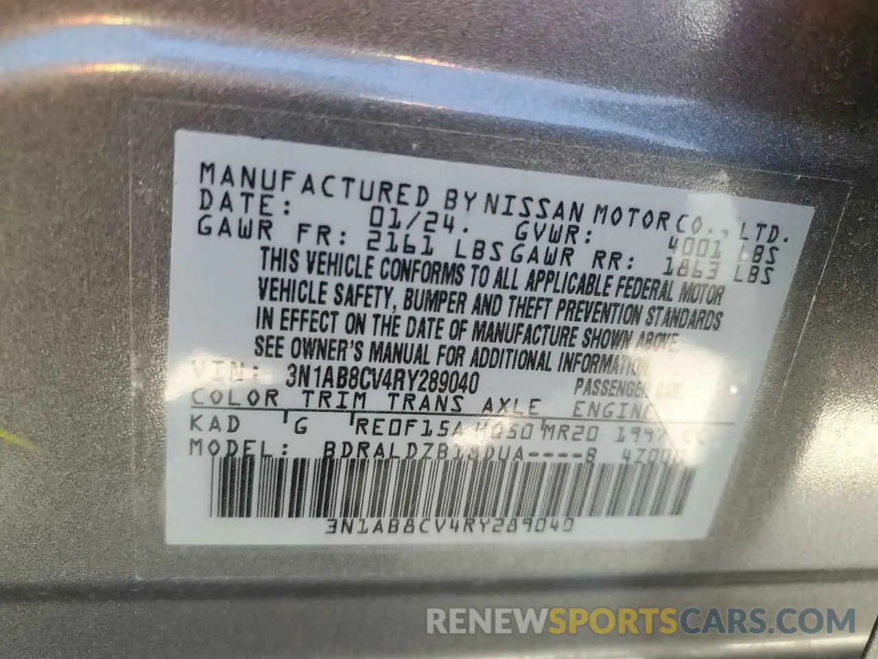 12 Фотография поврежденного автомобиля 3N1AB8CV4RY289040 NISSAN SENTRA 2024