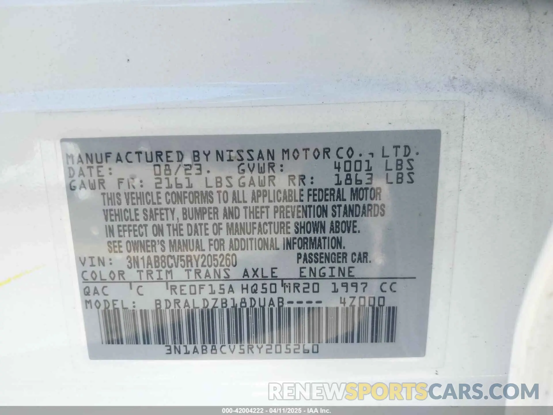 9 Photograph of a damaged car 3N1AB8CV5RY205260 NISSAN SENTRA 2024