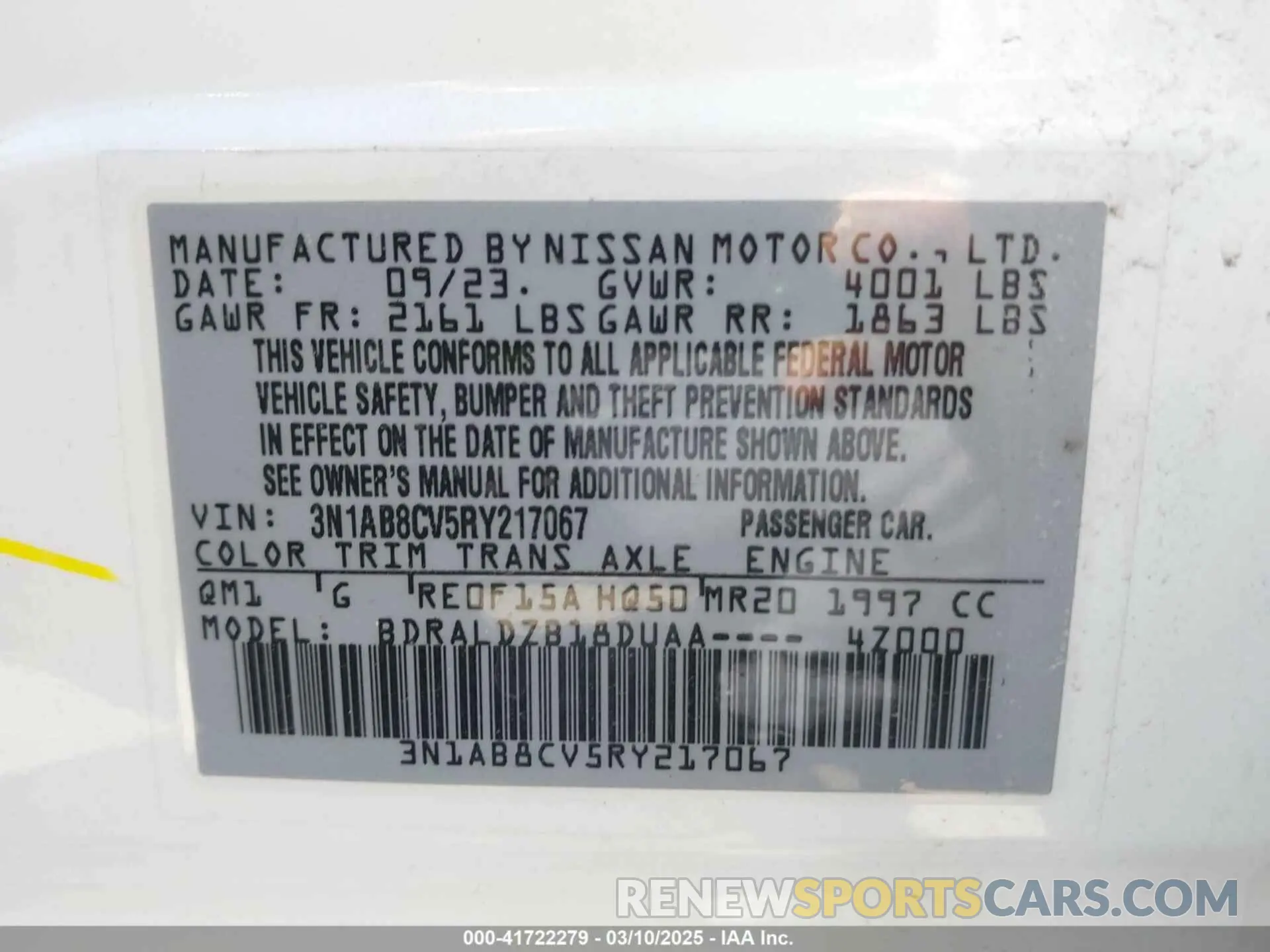 9 Фотография поврежденного автомобиля 3N1AB8CV5RY217067 NISSAN SENTRA 2024