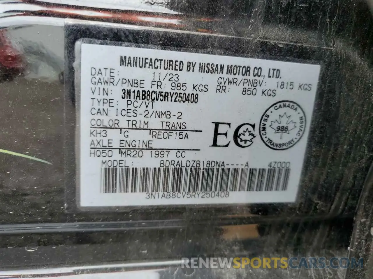 12 Фотография поврежденного автомобиля 3N1AB8CV5RY250408 NISSAN SENTRA 2024