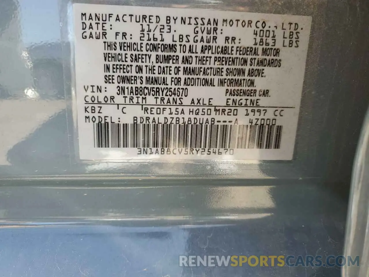 12 Photograph of a damaged car 3N1AB8CV5RY254670 NISSAN SENTRA 2024