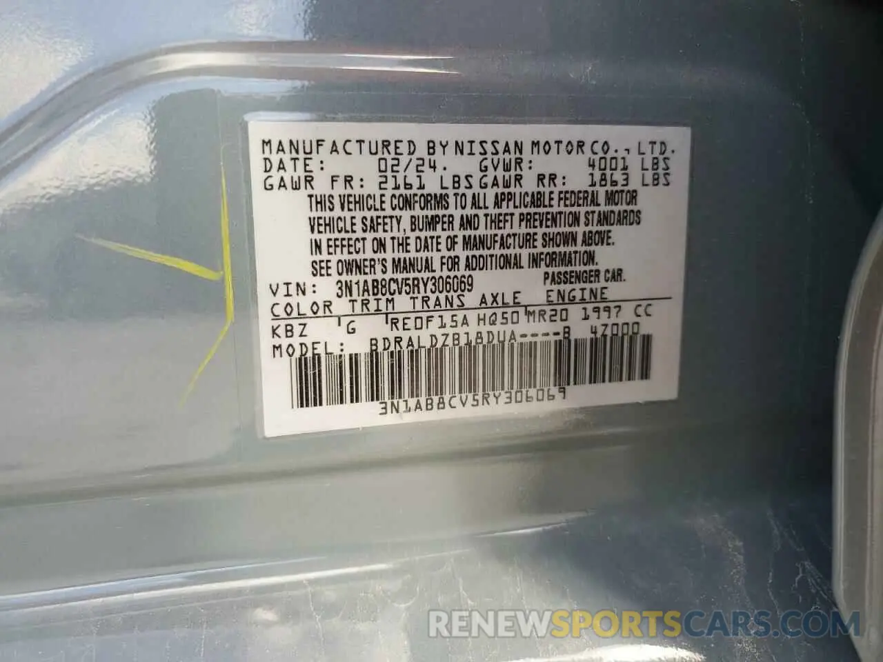 12 Фотография поврежденного автомобиля 3N1AB8CV5RY306069 NISSAN SENTRA 2024
