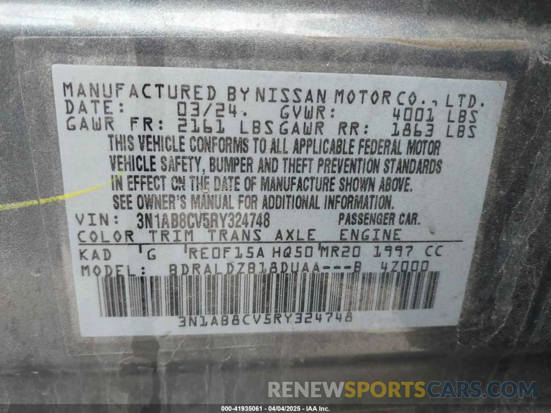 9 Фотография поврежденного автомобиля 3N1AB8CV5RY324748 NISSAN SENTRA 2024