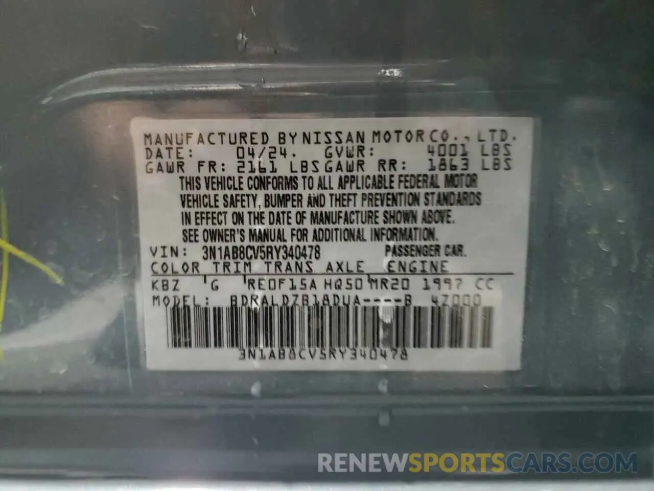 12 Фотография поврежденного автомобиля 3N1AB8CV5RY340478 NISSAN SENTRA 2024