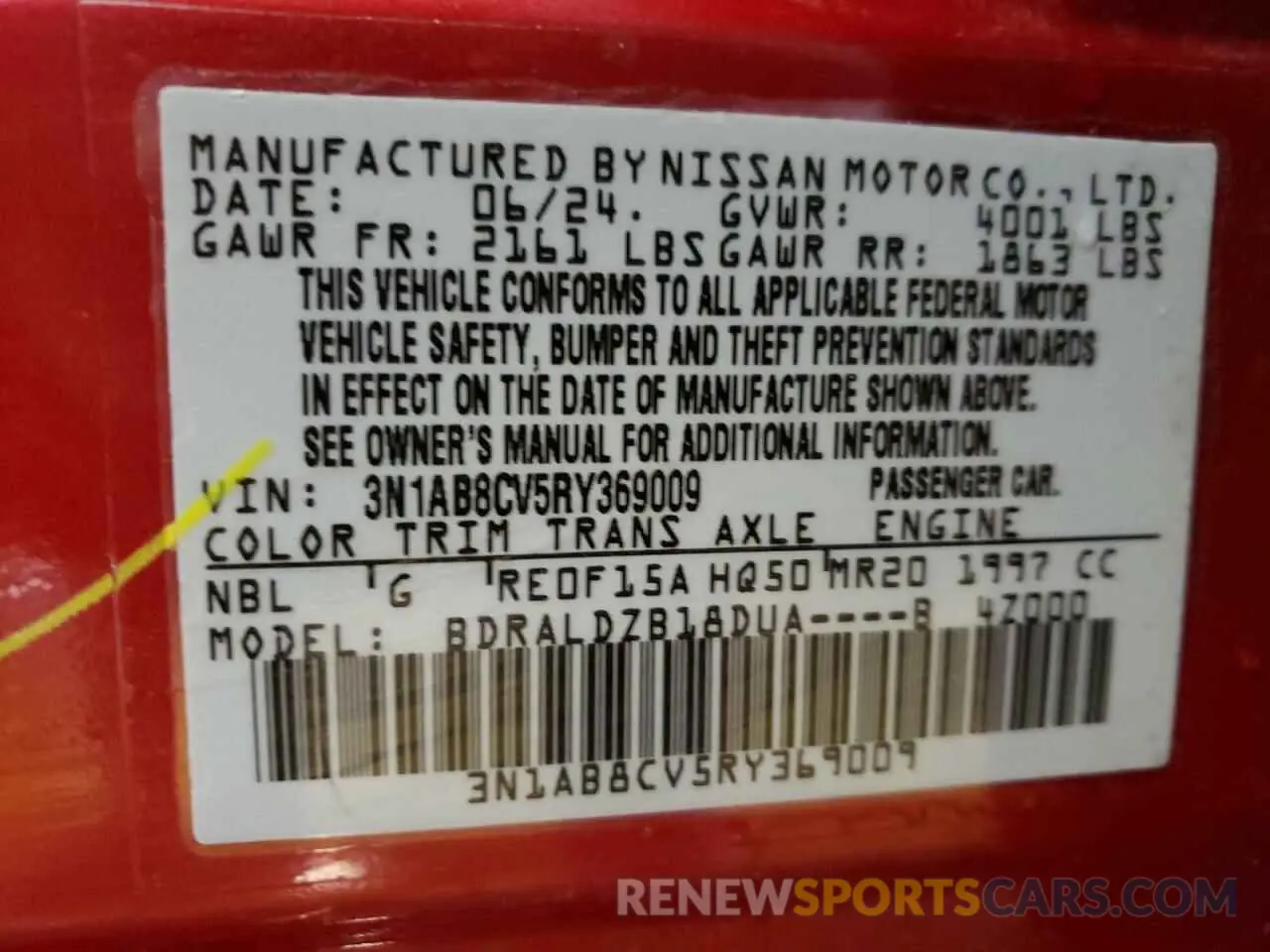 12 Photograph of a damaged car 3N1AB8CV5RY369009 NISSAN SENTRA 2024