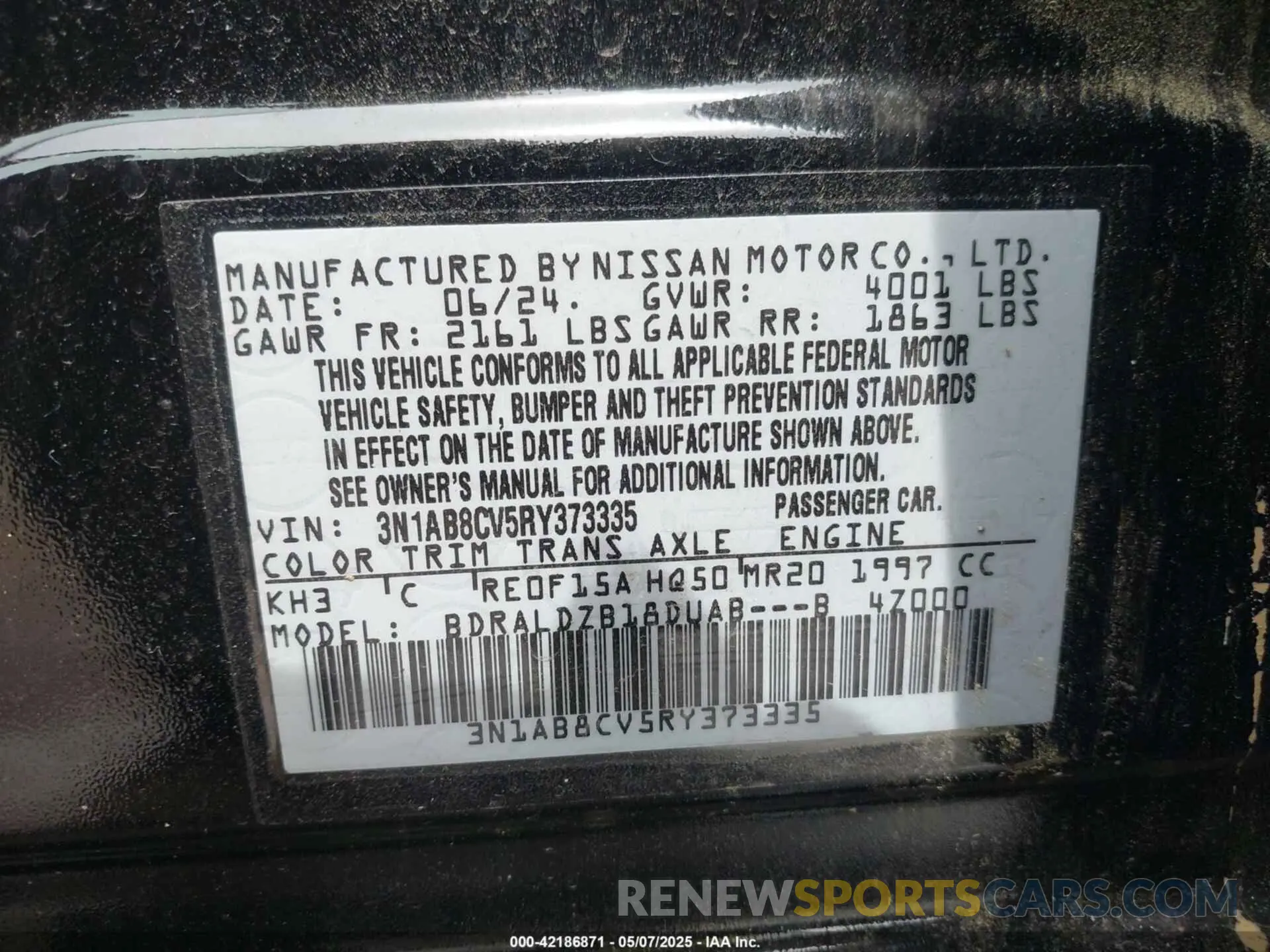 9 Фотография поврежденного автомобиля 3N1AB8CV5RY373335 NISSAN SENTRA 2024