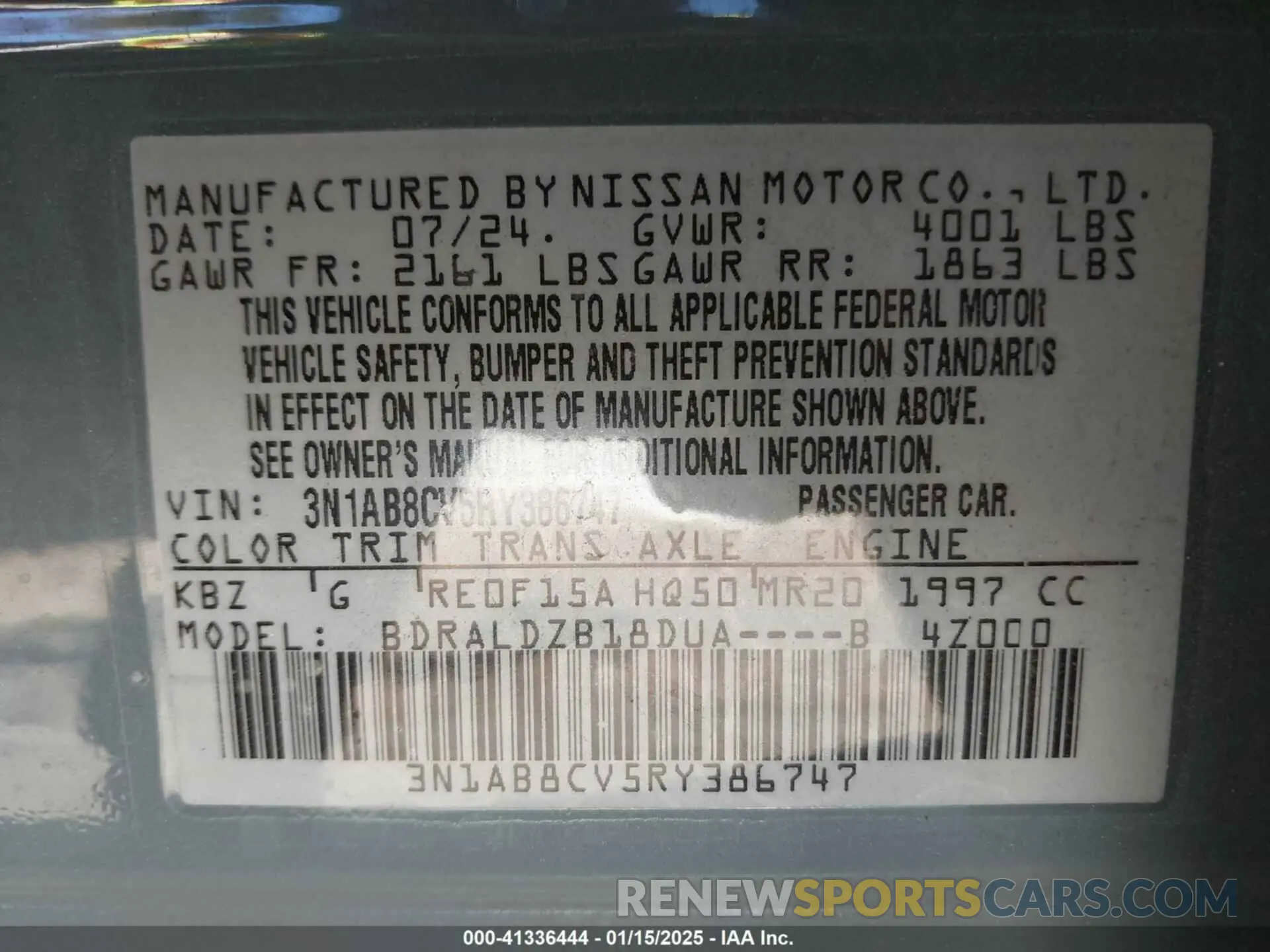 9 Фотография поврежденного автомобиля 3N1AB8CV5RY386747 NISSAN SENTRA 2024