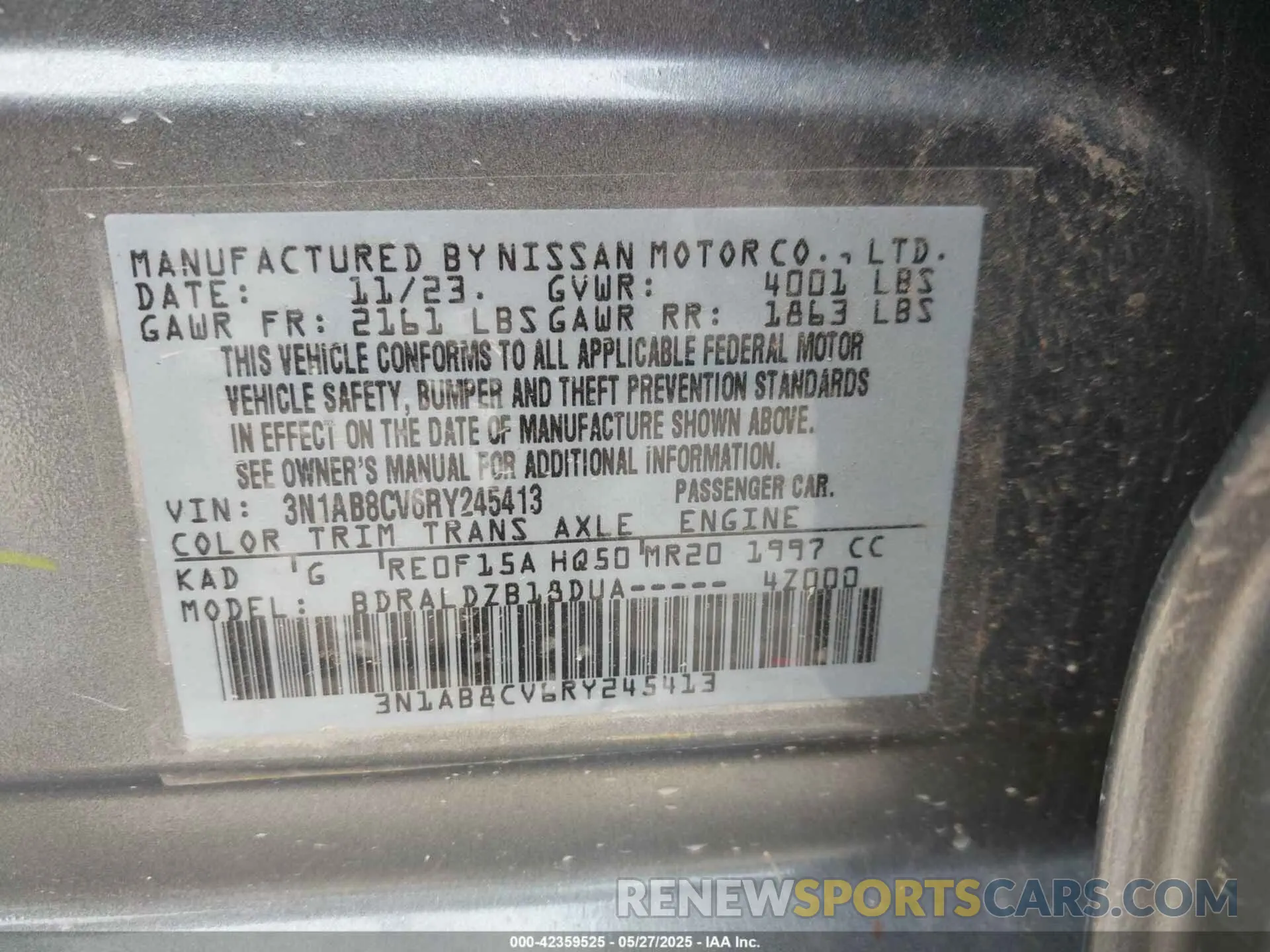 9 Фотография поврежденного автомобиля 3N1AB8CV6RY245413 NISSAN SENTRA 2024