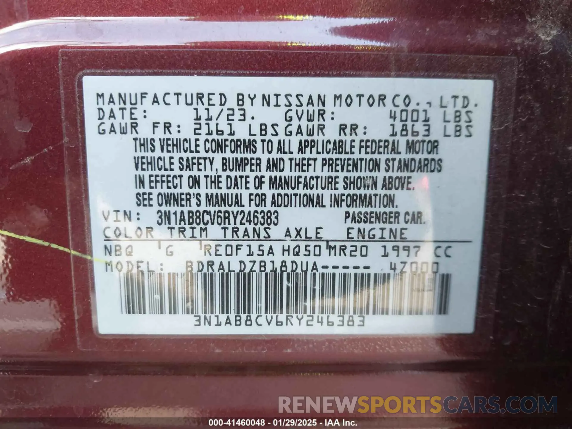9 Photograph of a damaged car 3N1AB8CV6RY246383 NISSAN SENTRA 2024