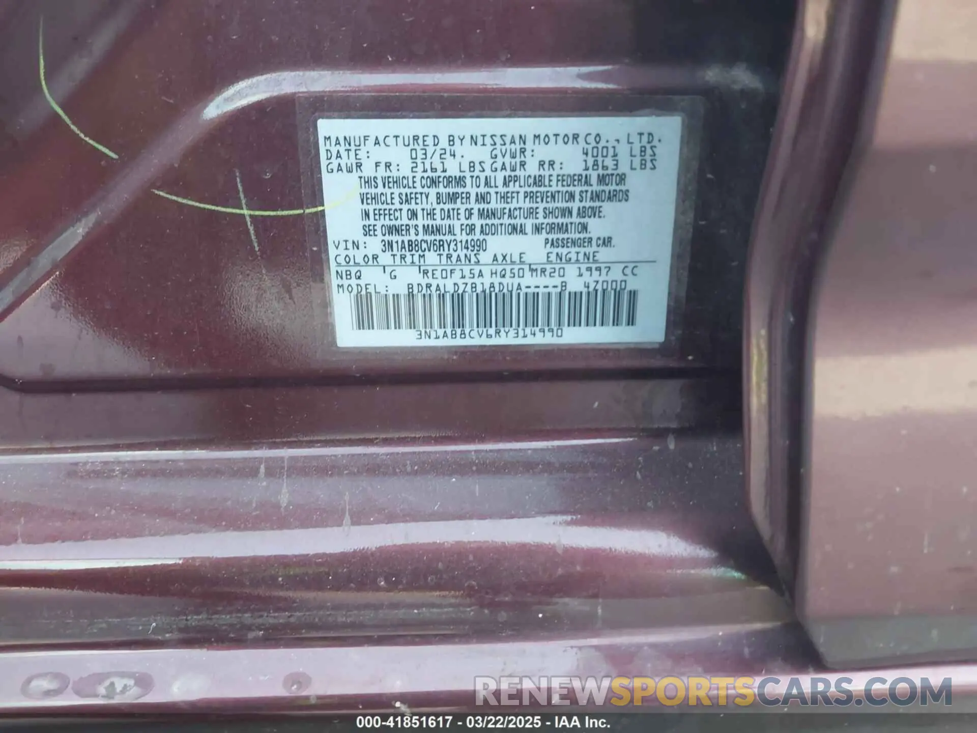 9 Photograph of a damaged car 3N1AB8CV6RY314990 NISSAN SENTRA 2024