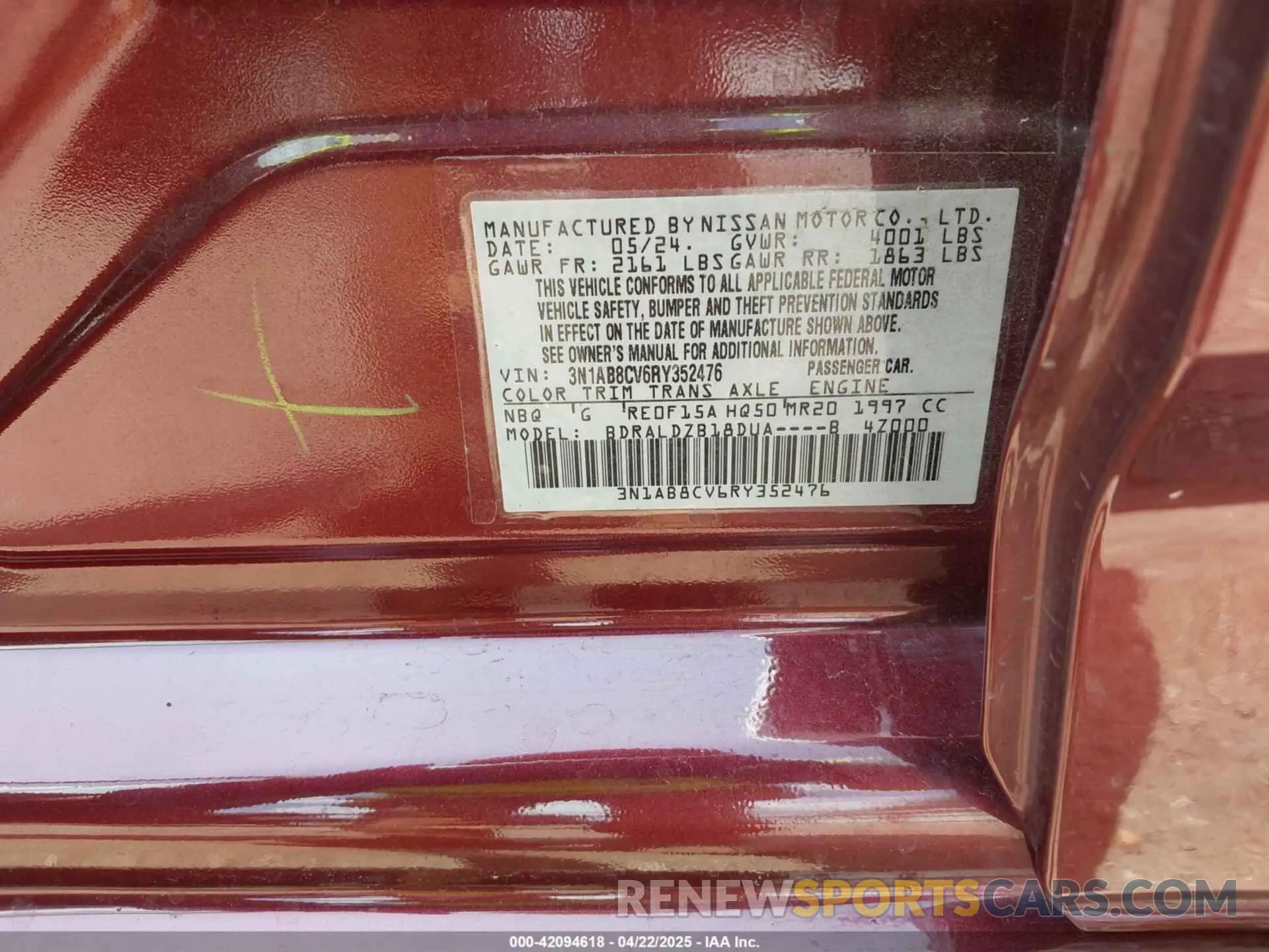 11 Фотография поврежденного автомобиля 3N1AB8CV6RY352476 NISSAN SENTRA 2024