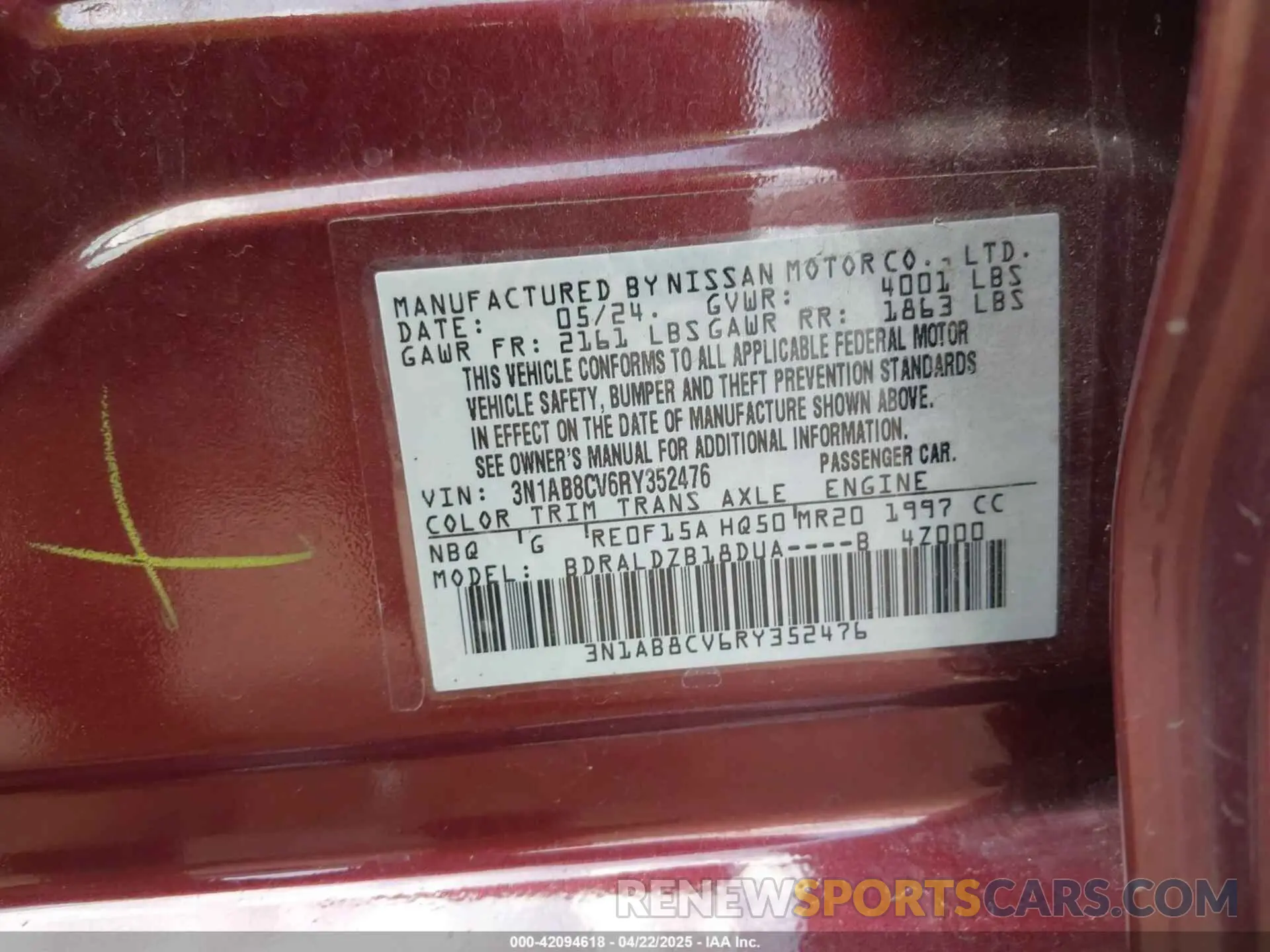 9 Фотография поврежденного автомобиля 3N1AB8CV6RY352476 NISSAN SENTRA 2024
