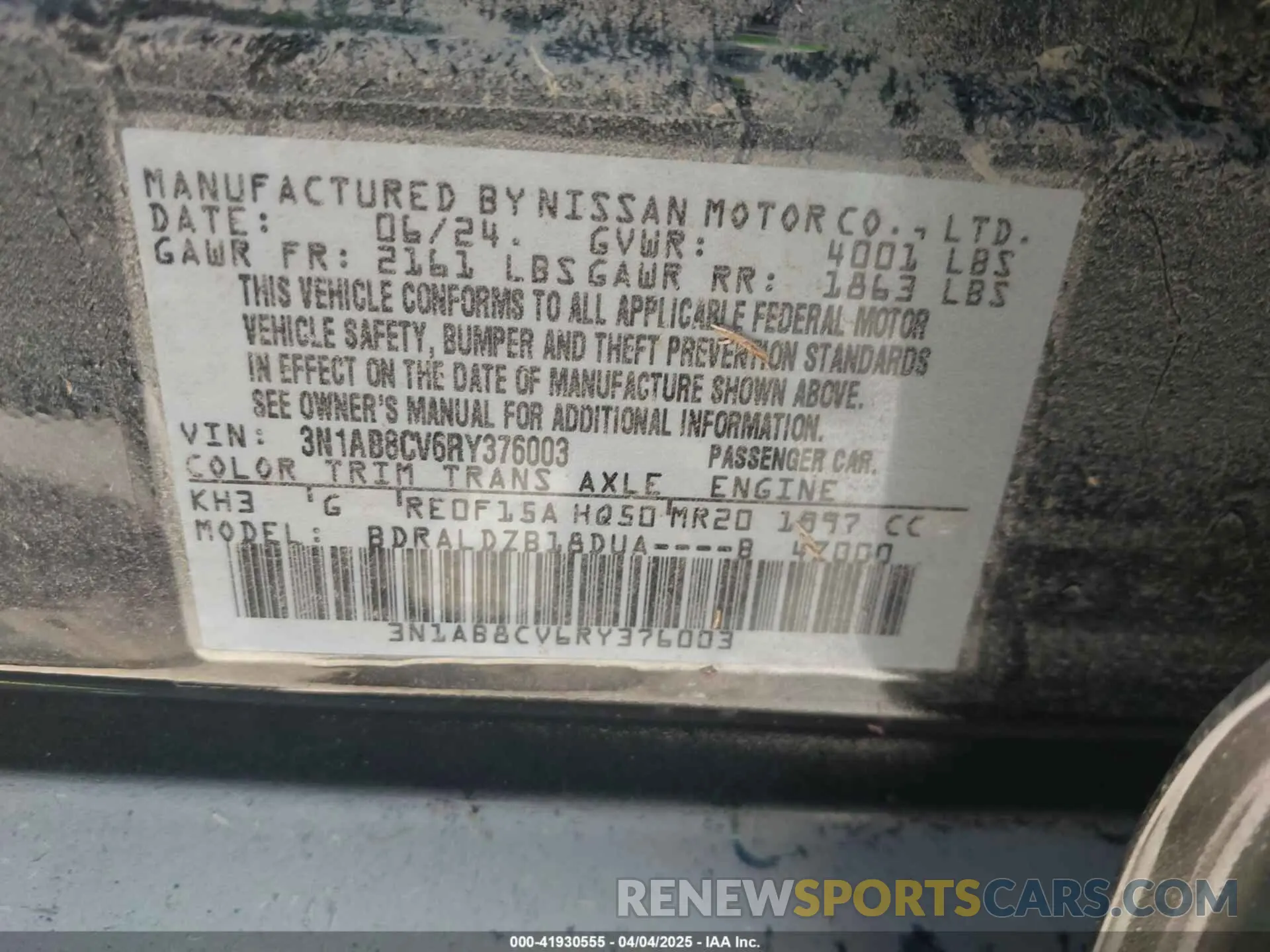 9 Photograph of a damaged car 3N1AB8CV6RY376003 NISSAN SENTRA 2024