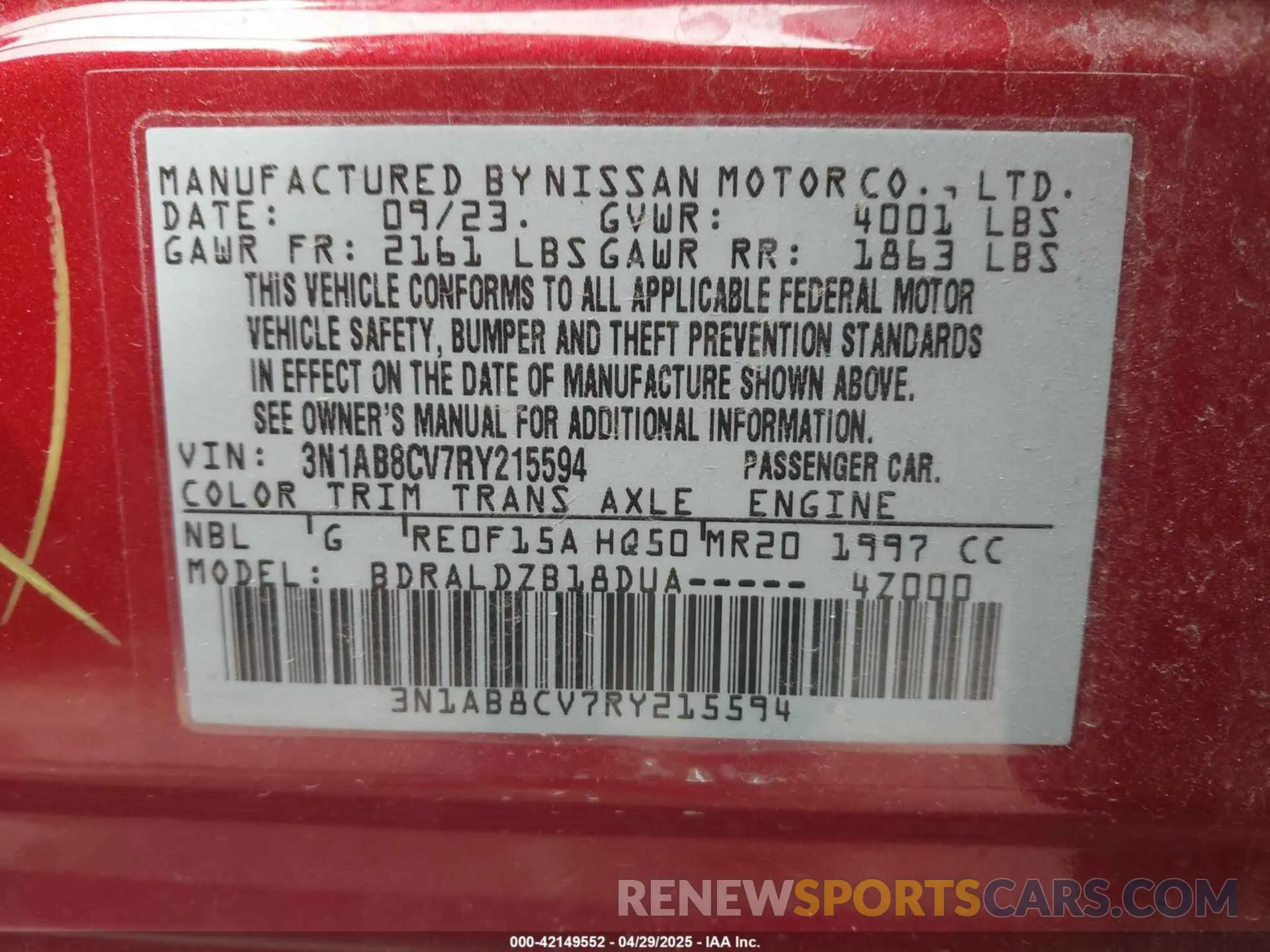 9 Фотография поврежденного автомобиля 3N1AB8CV7RY215594 NISSAN SENTRA 2024