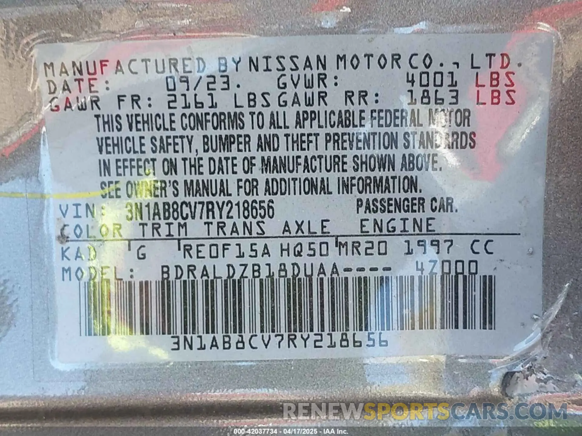 9 Photograph of a damaged car 3N1AB8CV7RY218656 NISSAN SENTRA 2024