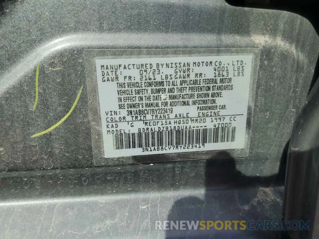 12 Photograph of a damaged car 3N1AB8CV7RY223419 NISSAN SENTRA 2024