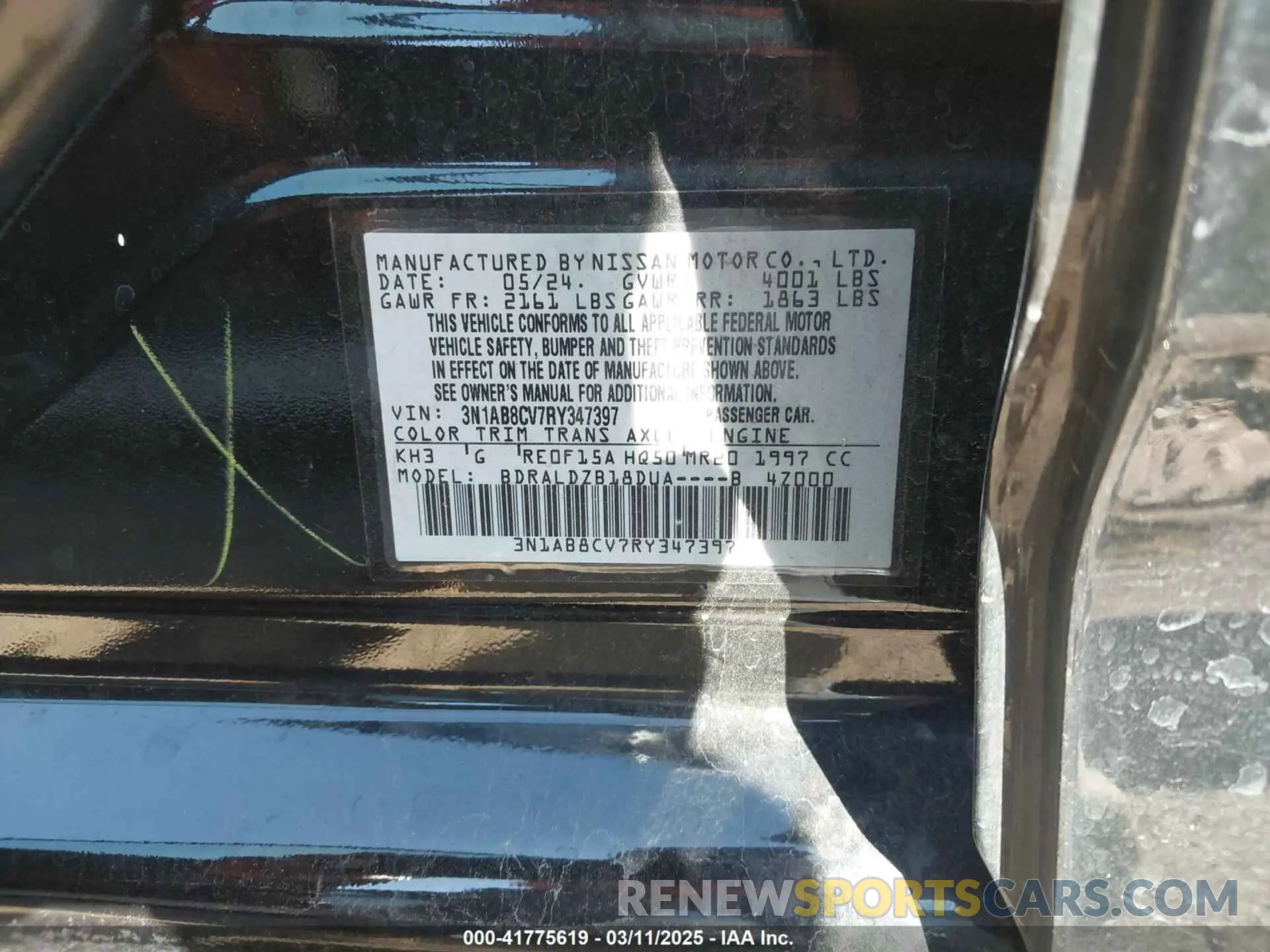 9 Photograph of a damaged car 3N1AB8CV7RY347397 NISSAN SENTRA 2024