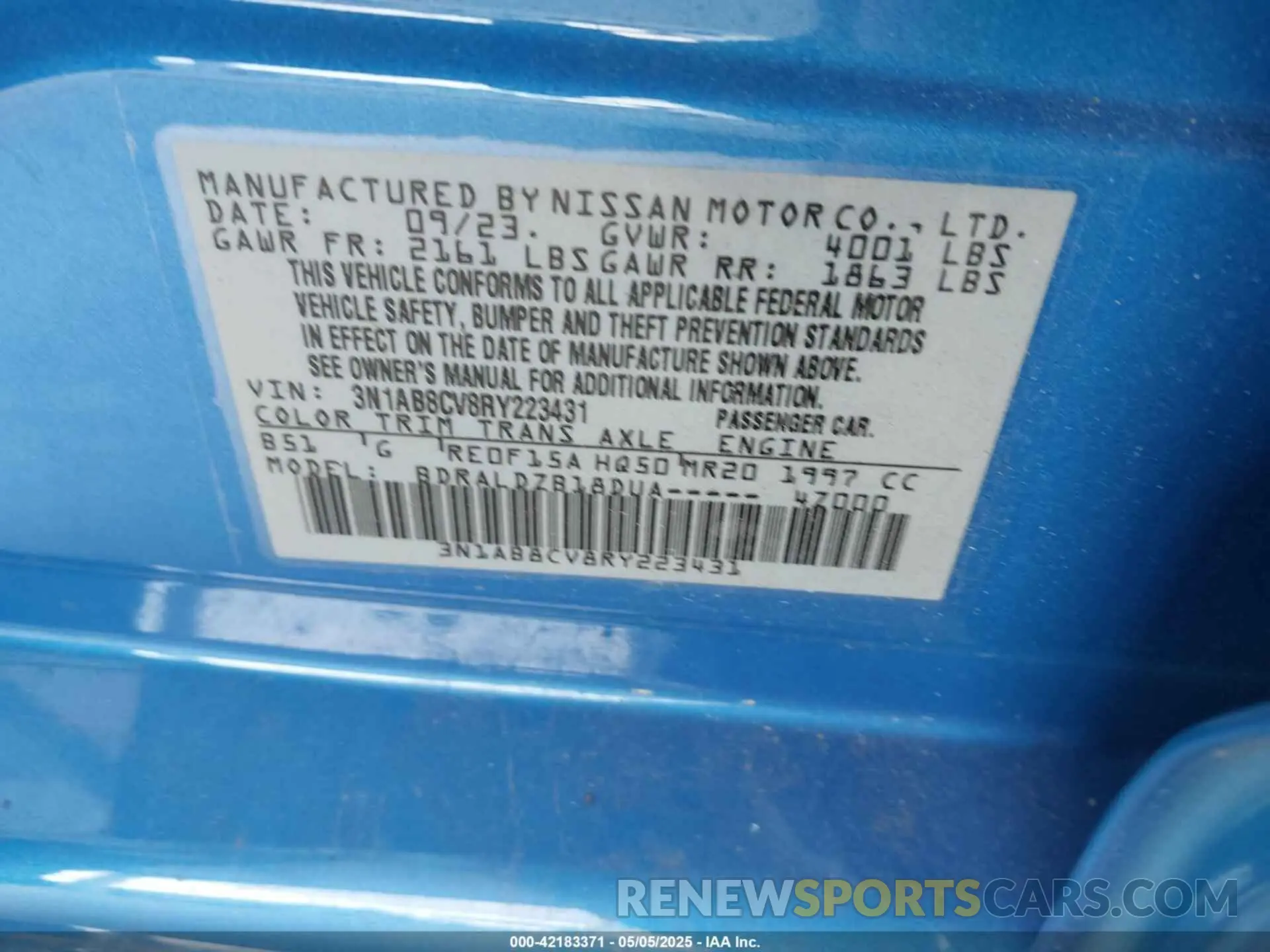 9 Photograph of a damaged car 3N1AB8CV8RY223431 NISSAN SENTRA 2024