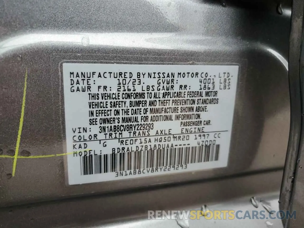 12 Photograph of a damaged car 3N1AB8CV8RY229293 NISSAN SENTRA 2024