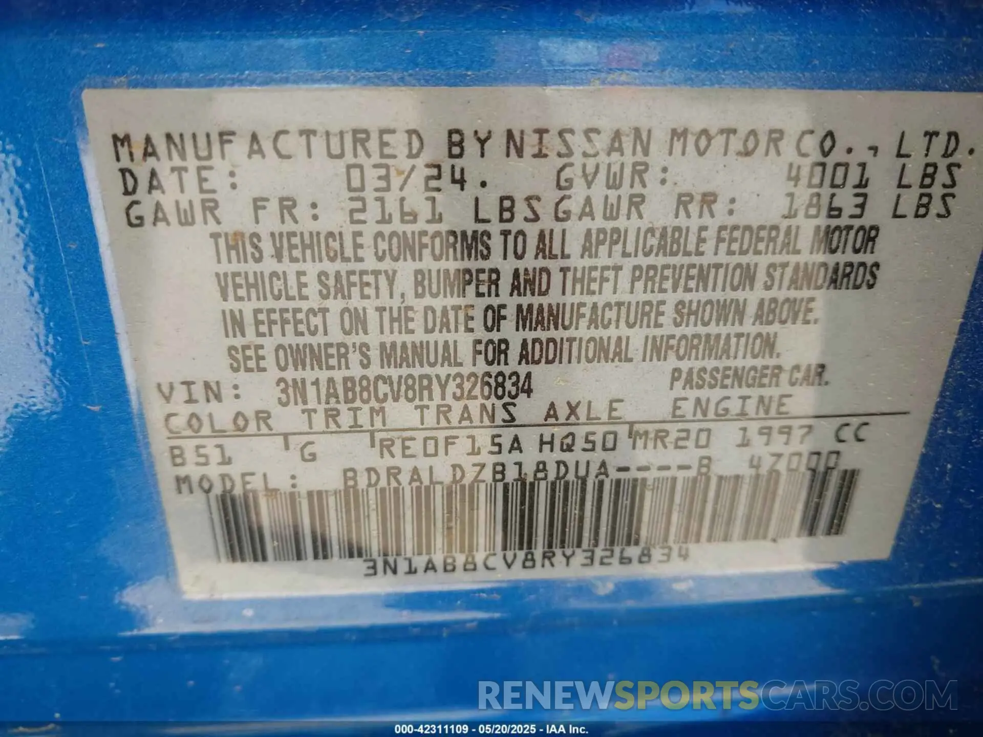 9 Фотография поврежденного автомобиля 3N1AB8CV8RY326834 NISSAN SENTRA 2024