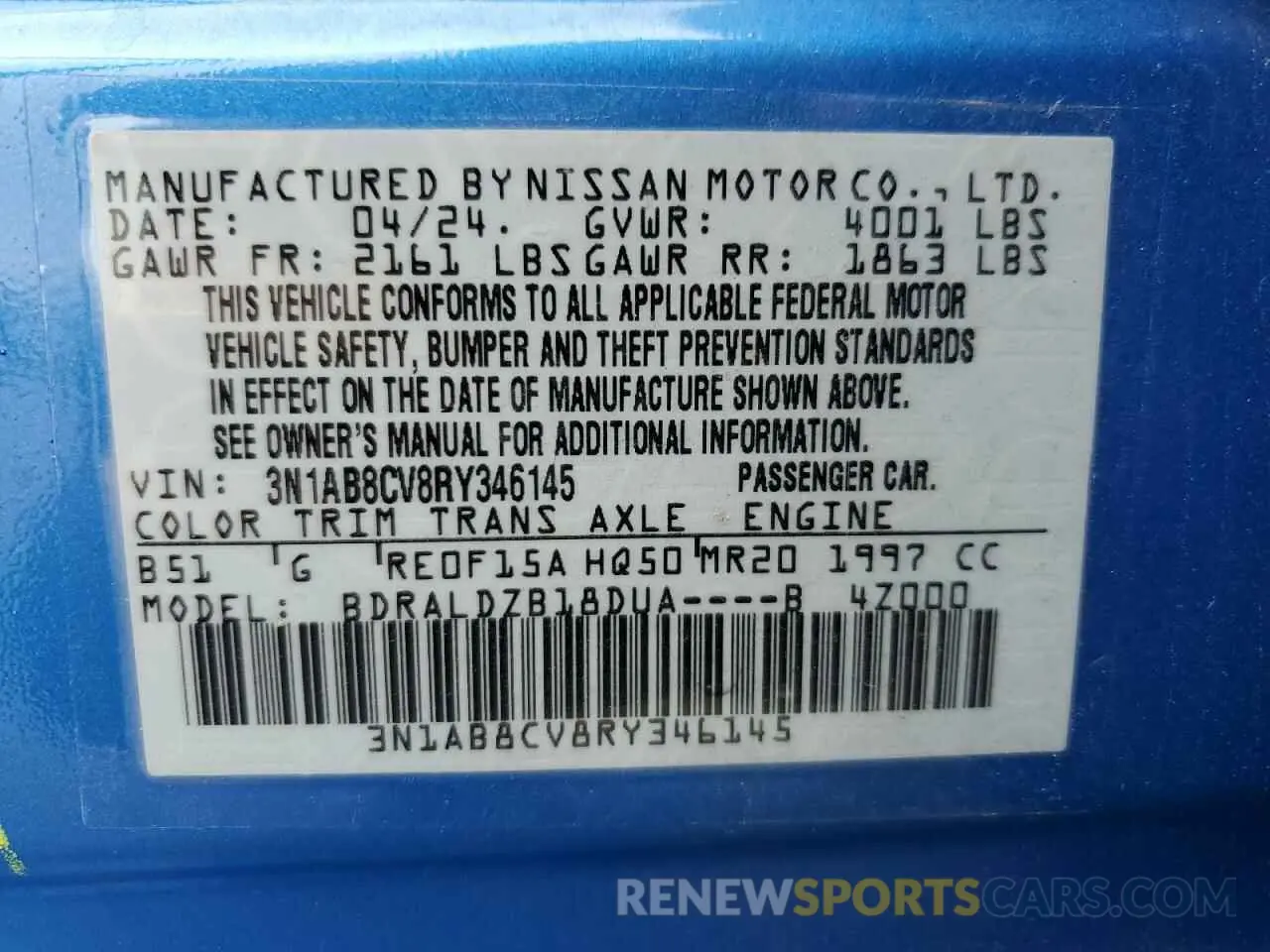 13 Photograph of a damaged car 3N1AB8CV8RY346145 NISSAN SENTRA 2024