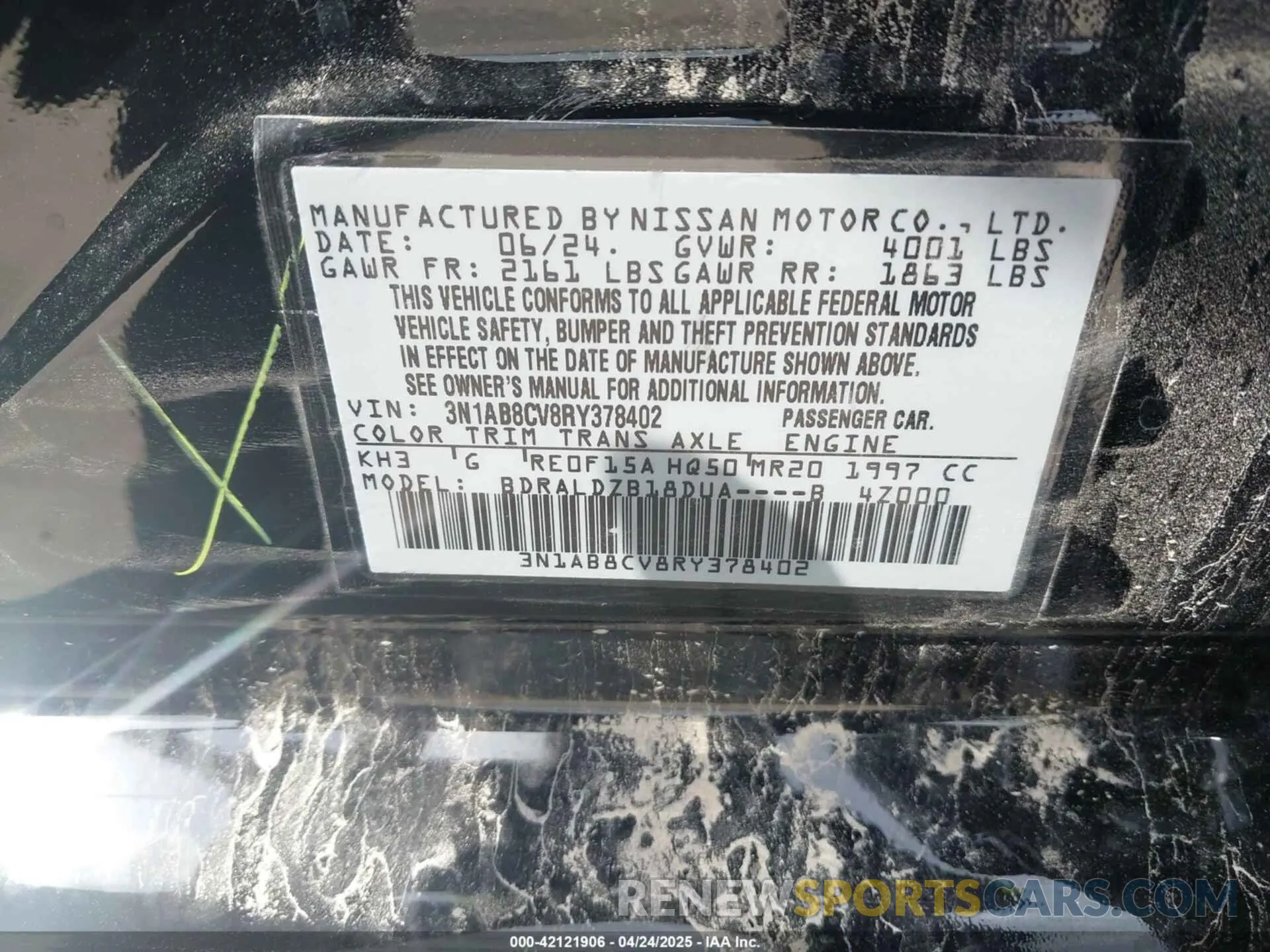 9 Фотография поврежденного автомобиля 3N1AB8CV8RY378402 NISSAN SENTRA 2024