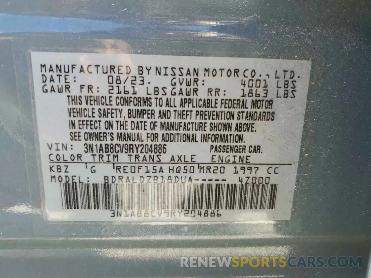12 Фотография поврежденного автомобиля 3N1AB8CV9RY204886 NISSAN SENTRA 2024