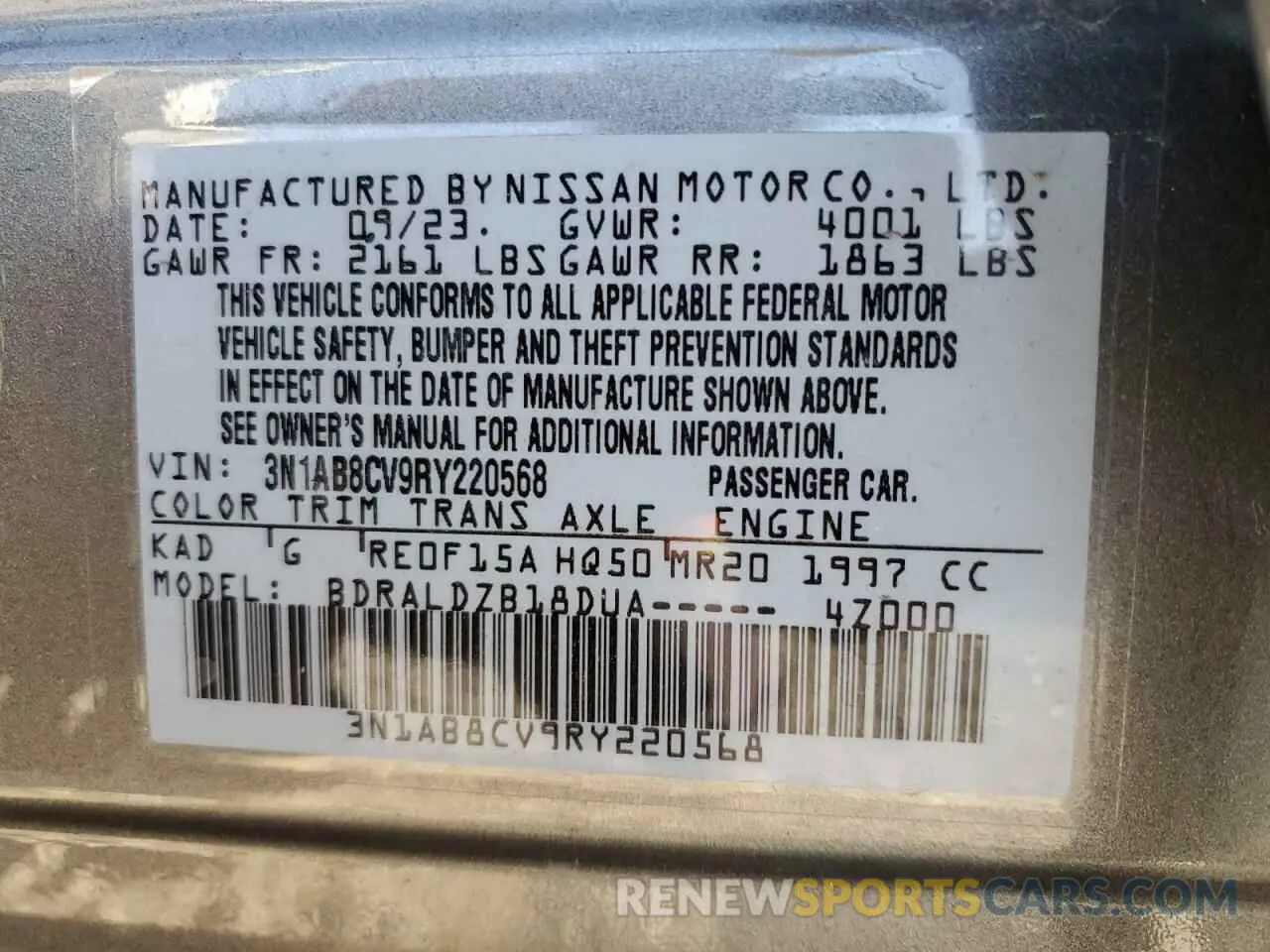 12 Фотография поврежденного автомобиля 3N1AB8CV9RY220568 NISSAN SENTRA 2024