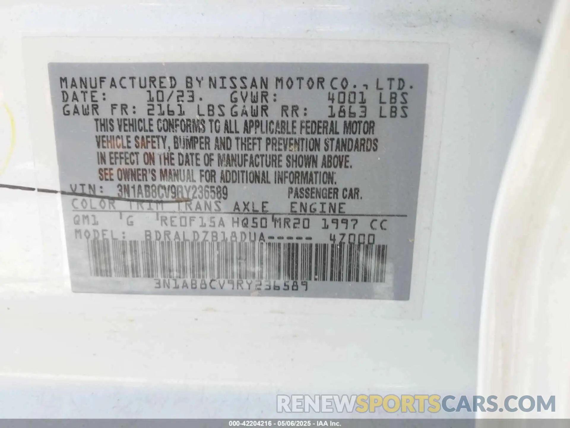 9 Photograph of a damaged car 3N1AB8CV9RY236589 NISSAN SENTRA 2024