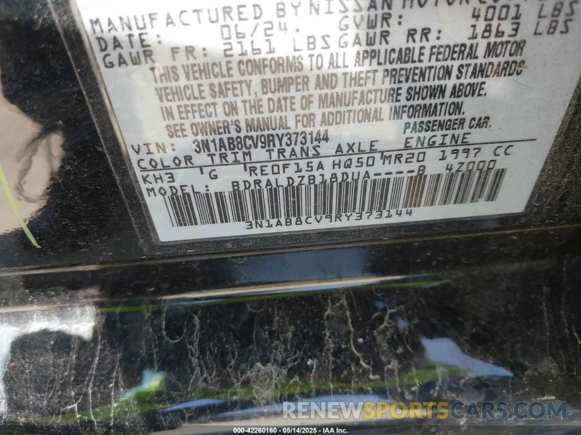 9 Photograph of a damaged car 3N1AB8CV9RY373144 NISSAN SENTRA 2024