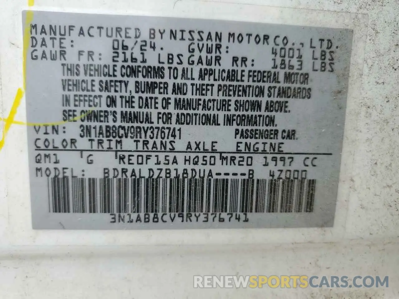12 Фотография поврежденного автомобиля 3N1AB8CV9RY376741 NISSAN SENTRA 2024