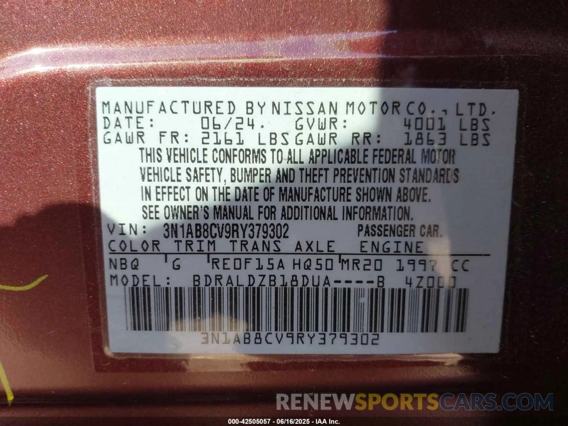 9 Фотография поврежденного автомобиля 3N1AB8CV9RY379302 NISSAN SENTRA 2024