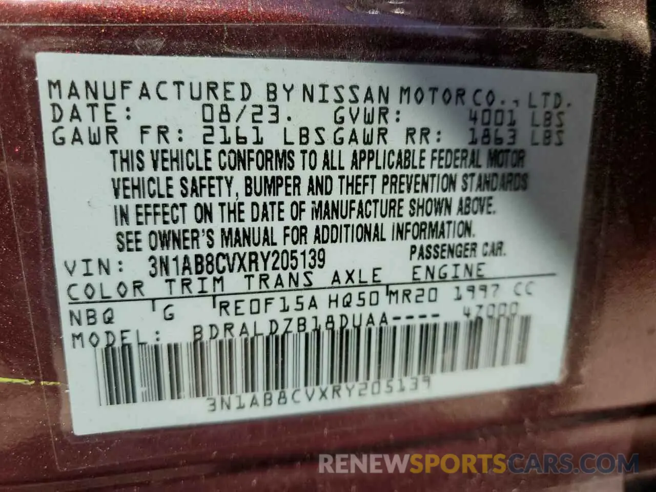 12 Photograph of a damaged car 3N1AB8CVXRY205139 NISSAN SENTRA 2024