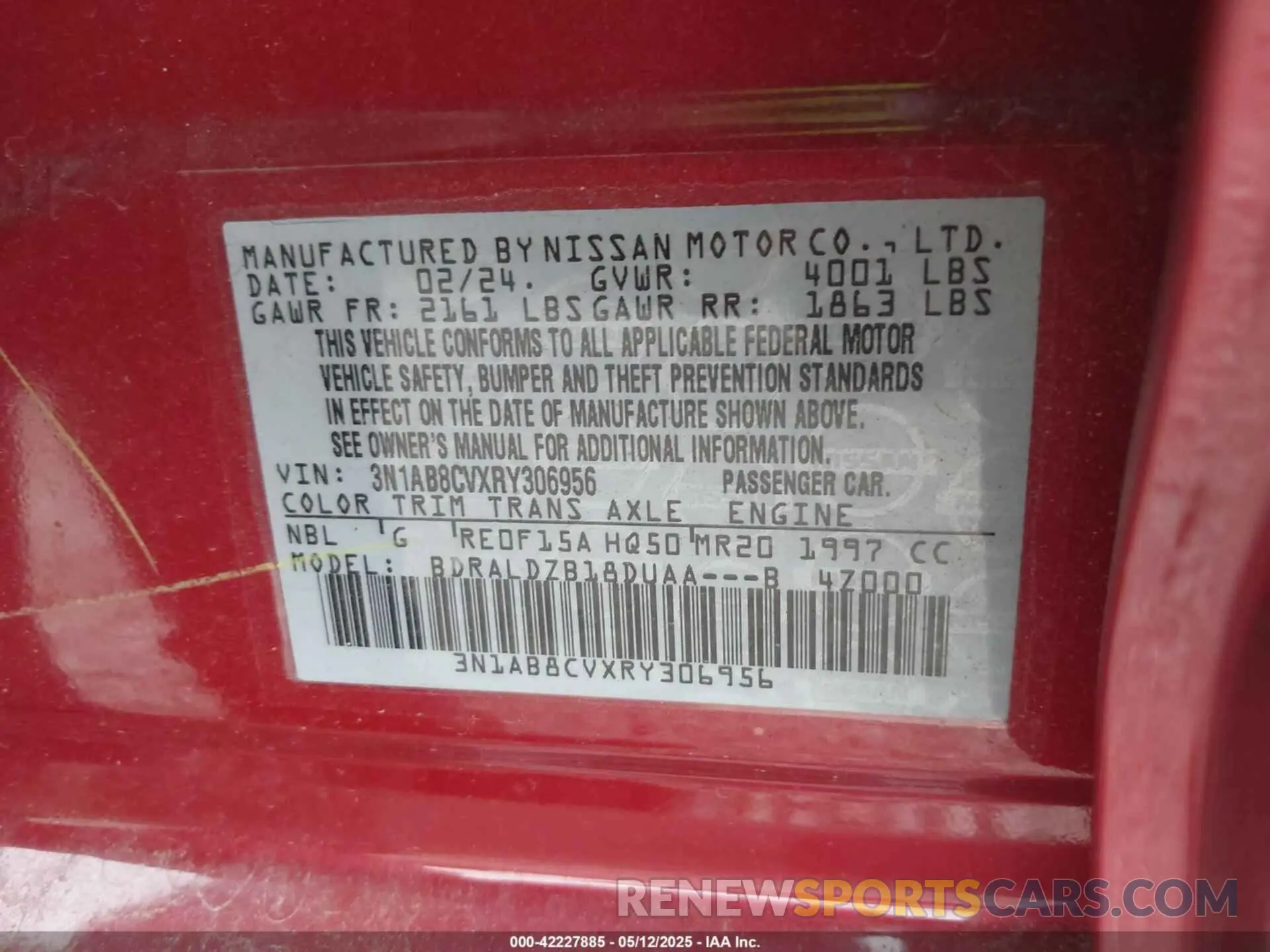 9 Фотография поврежденного автомобиля 3N1AB8CVXRY306956 NISSAN SENTRA 2024