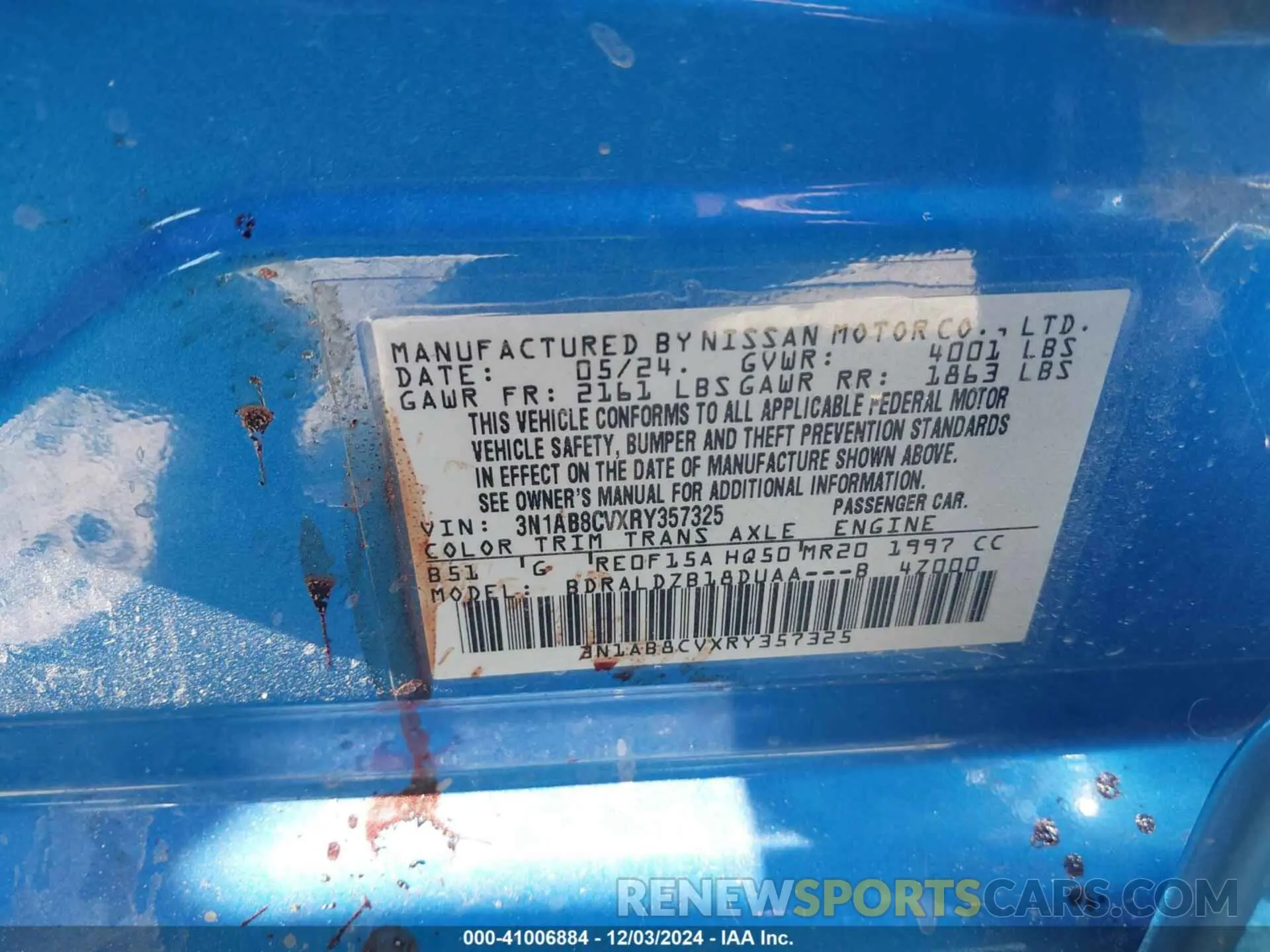 9 Photograph of a damaged car 3N1AB8CVXRY357325 NISSAN SENTRA 2024