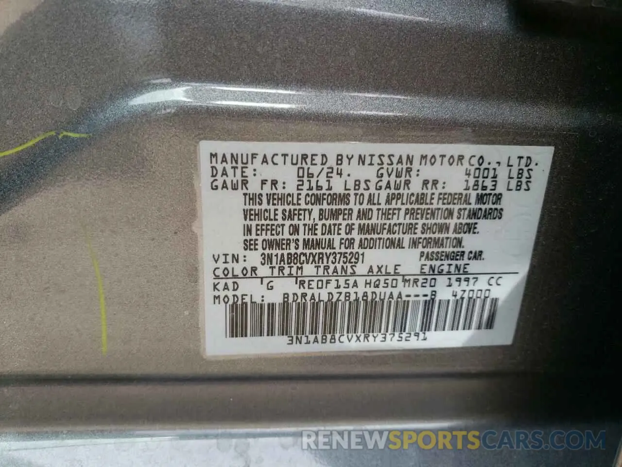 12 Фотография поврежденного автомобиля 3N1AB8CVXRY375291 NISSAN SENTRA 2024