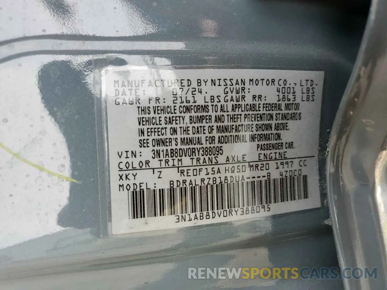 12 Фотография поврежденного автомобиля 3N1AB8DV0RY388095 NISSAN SENTRA 2024