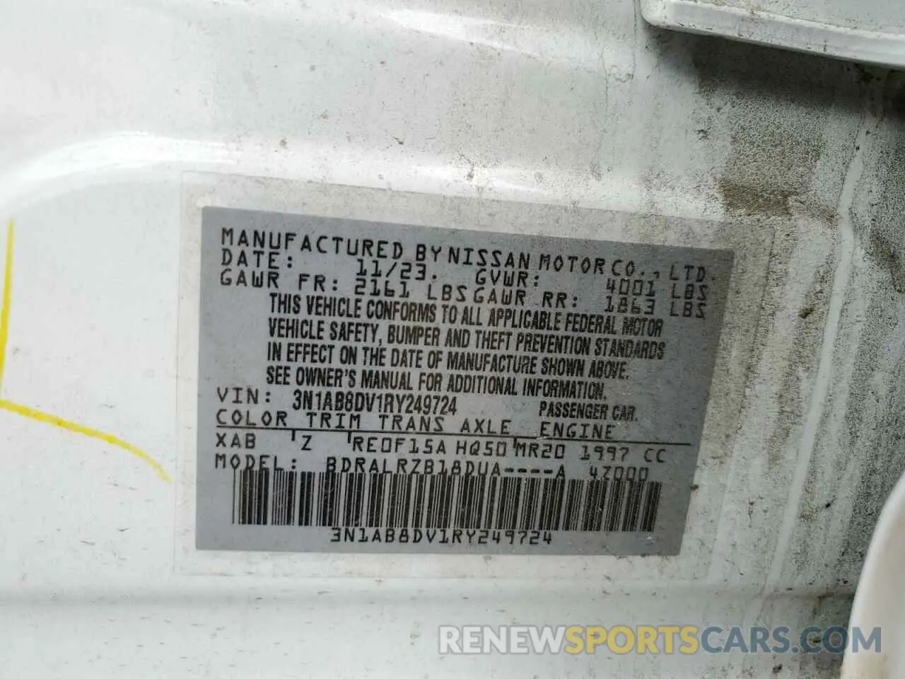 14 Фотография поврежденного автомобиля 3N1AB8DV1RY249724 NISSAN SENTRA 2024