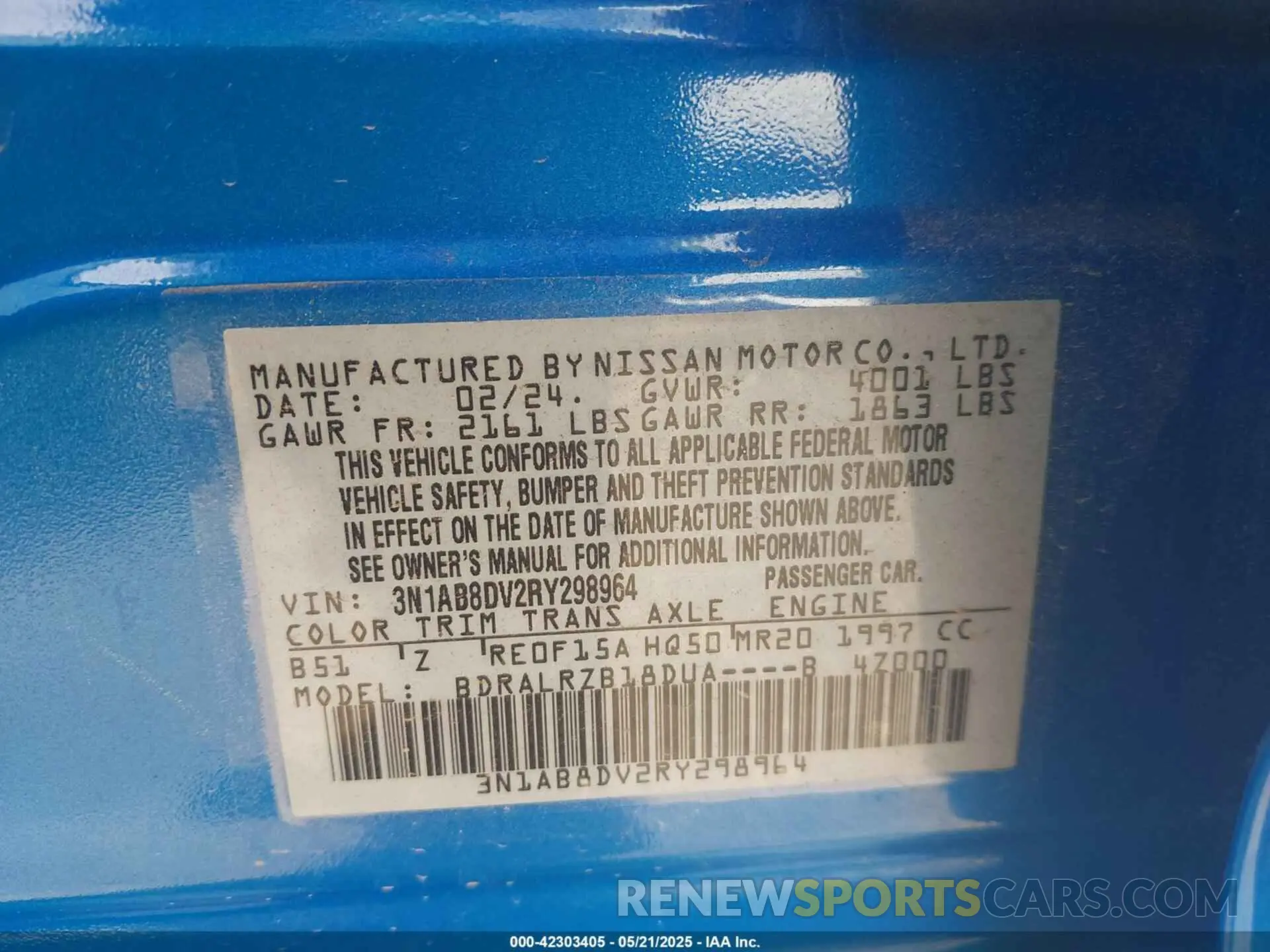 9 Фотография поврежденного автомобиля 3N1AB8DV2RY298964 NISSAN SENTRA 2024