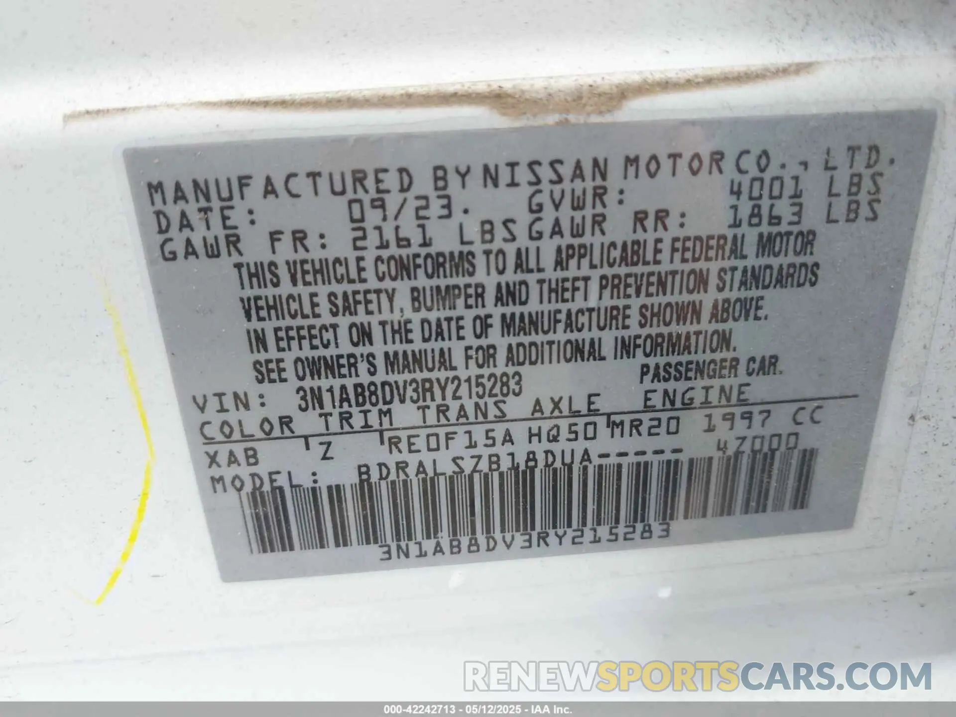 9 Photograph of a damaged car 3N1AB8DV3RY215283 NISSAN SENTRA 2024