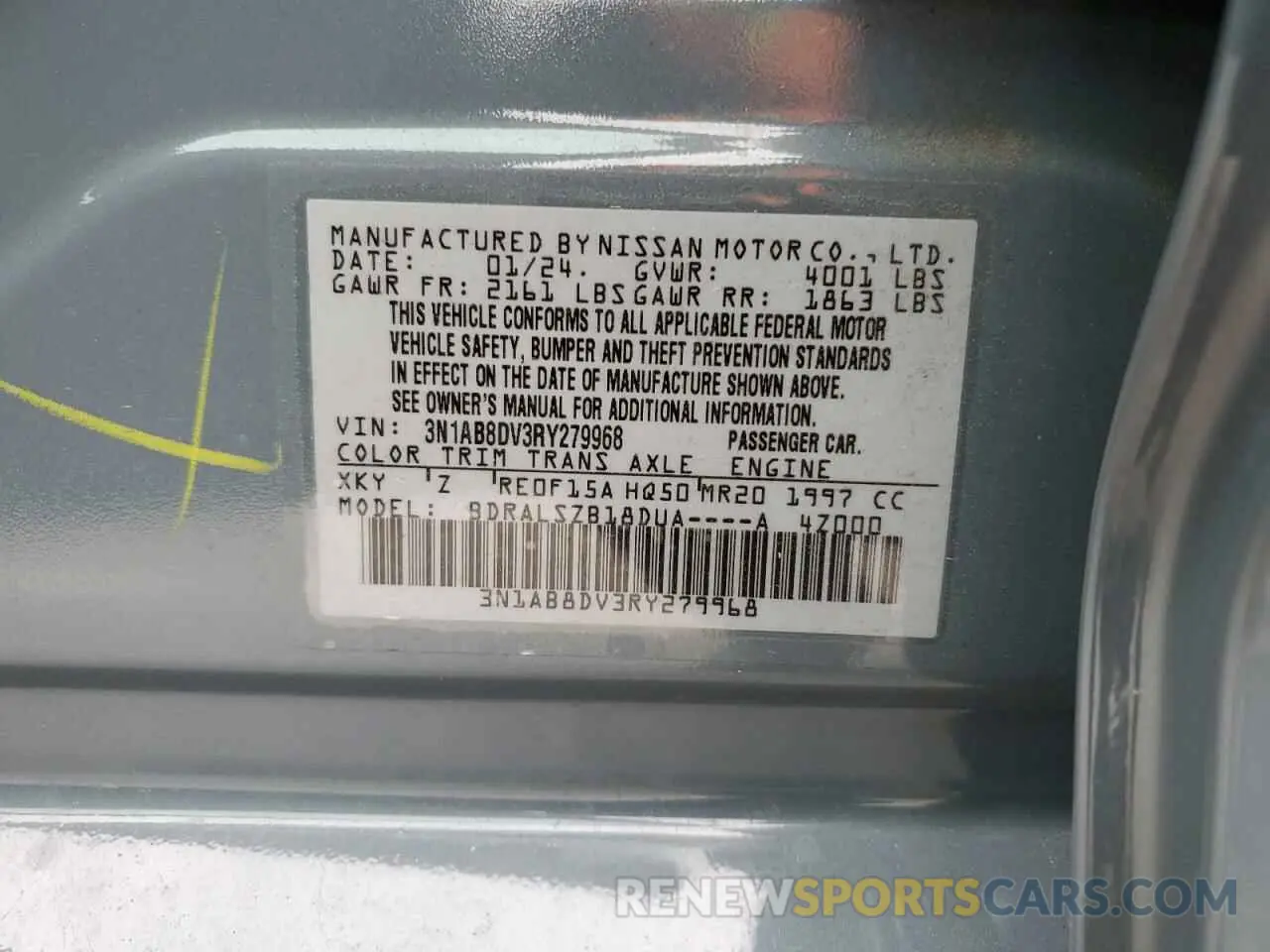 12 Photograph of a damaged car 3N1AB8DV3RY279968 NISSAN SENTRA 2024