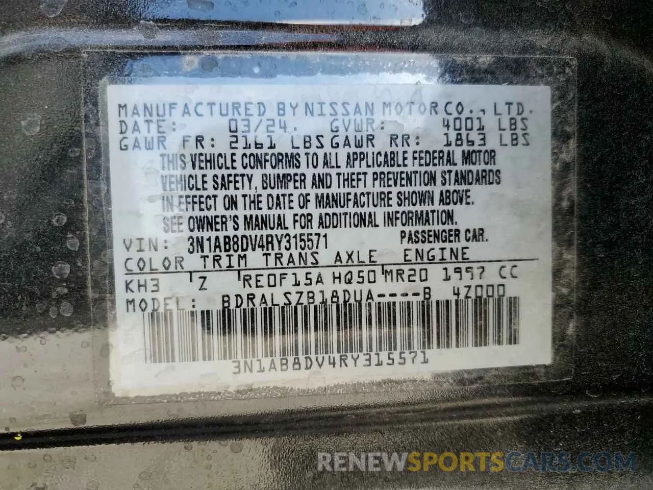 12 Фотография поврежденного автомобиля 3N1AB8DV4RY315571 NISSAN SENTRA 2024