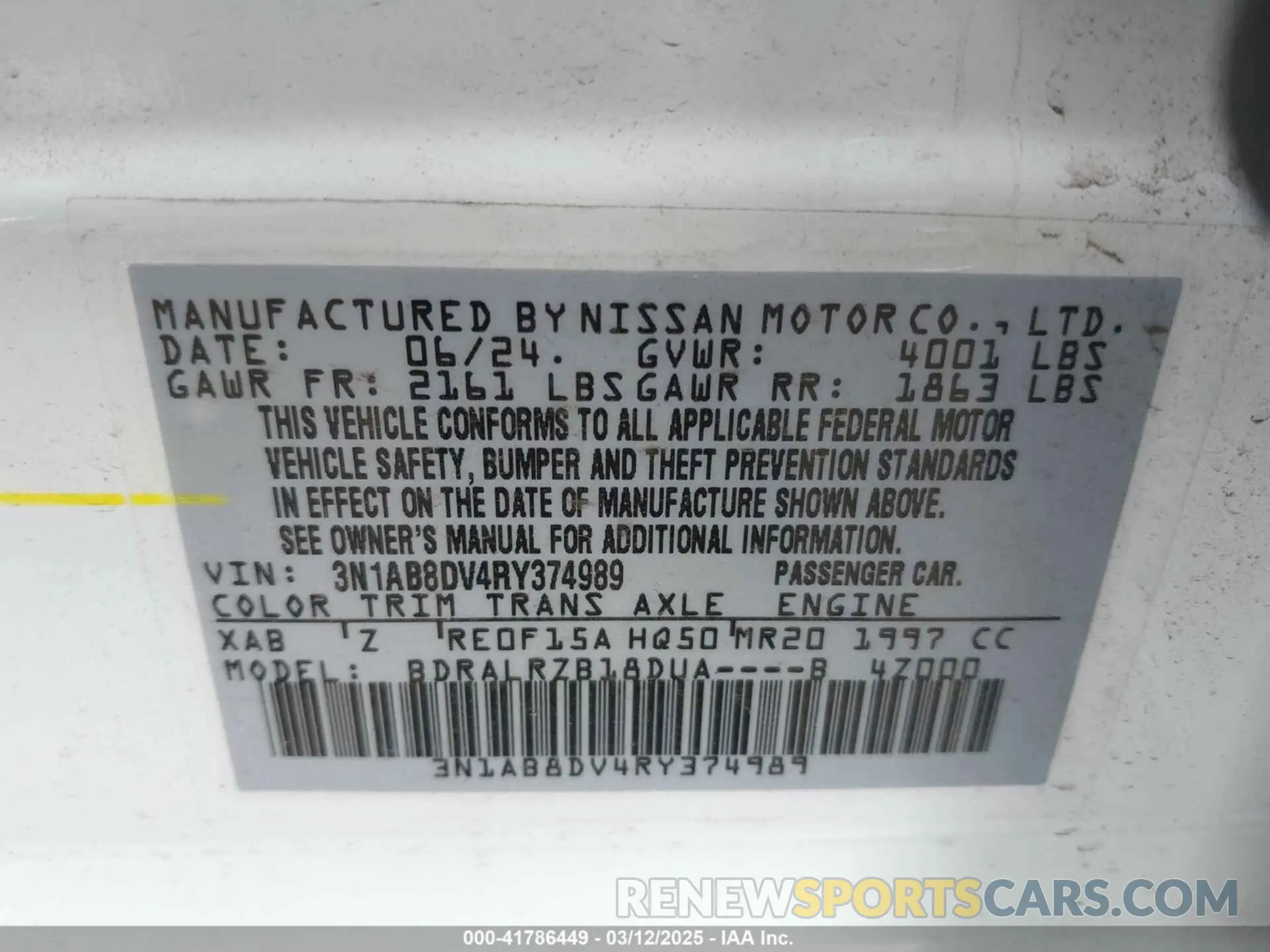 9 Фотография поврежденного автомобиля 3N1AB8DV4RY374989 NISSAN SENTRA 2024