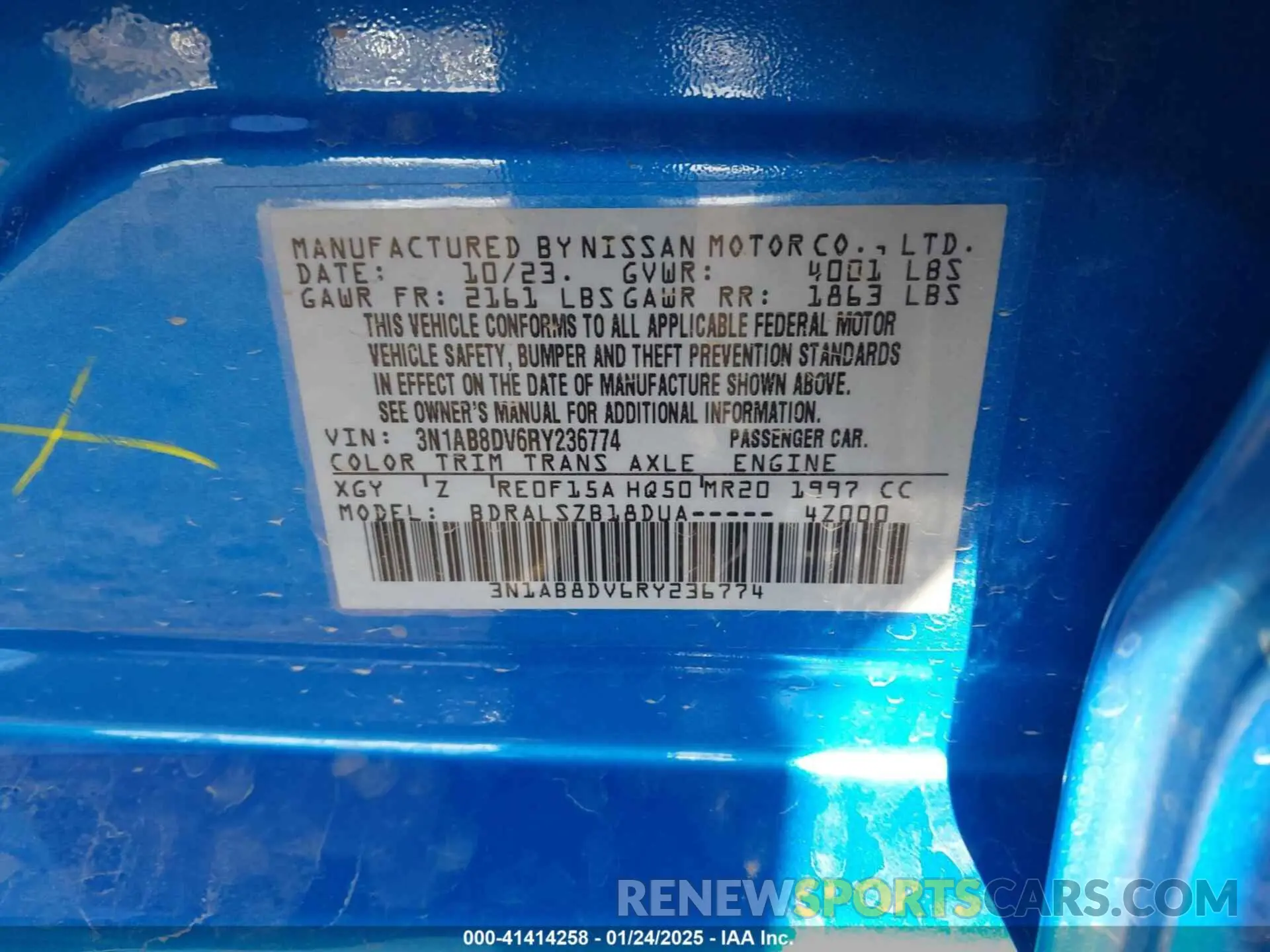 9 Фотография поврежденного автомобиля 3N1AB8DV6RY236774 NISSAN SENTRA 2024